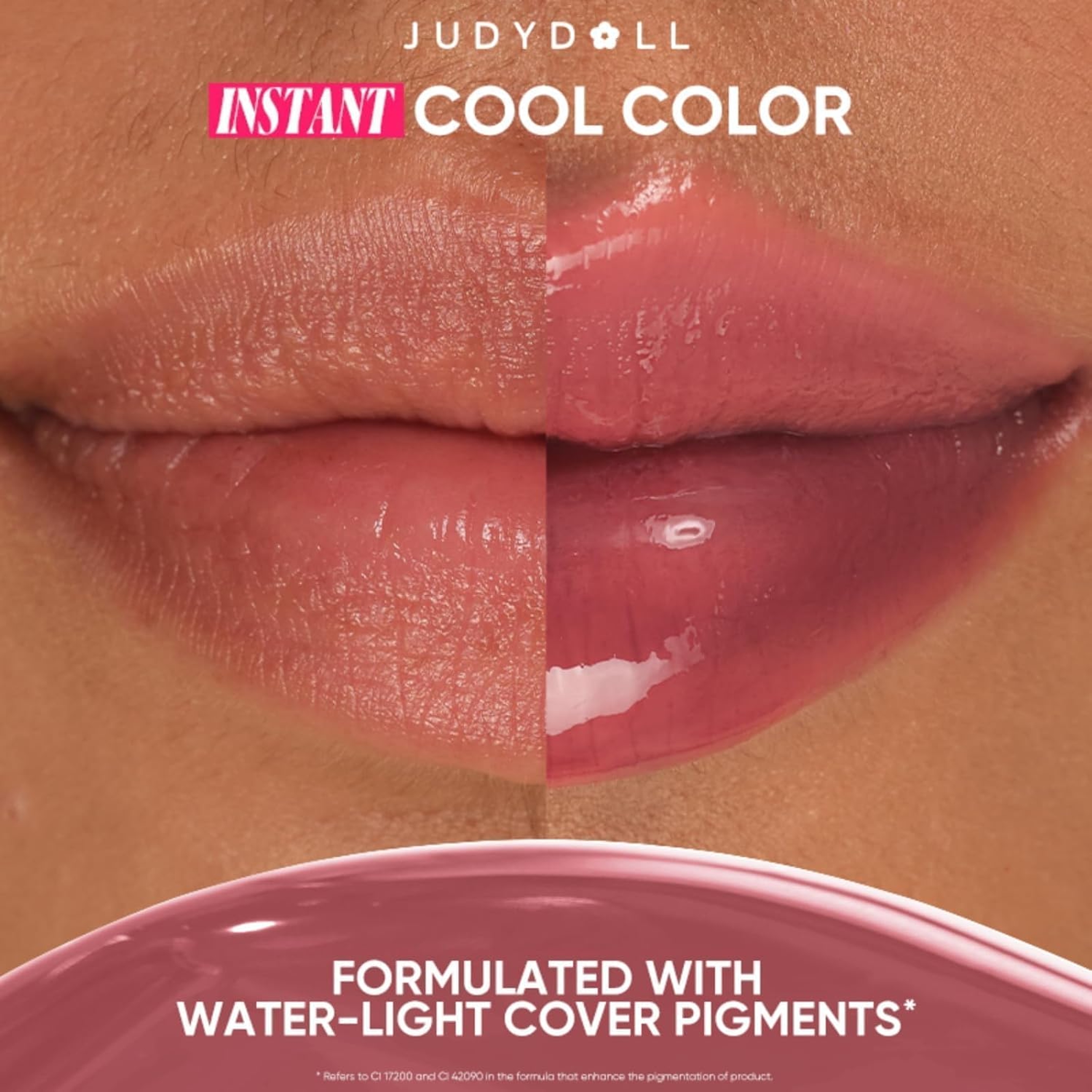 Judydoll Dual Flash Watery Lip Gloss, 02 Juicy Strawberry, 1 Count - Mirror-Shine Lip Glaze with Dual-Sided Metal & Velvet Spatula 4