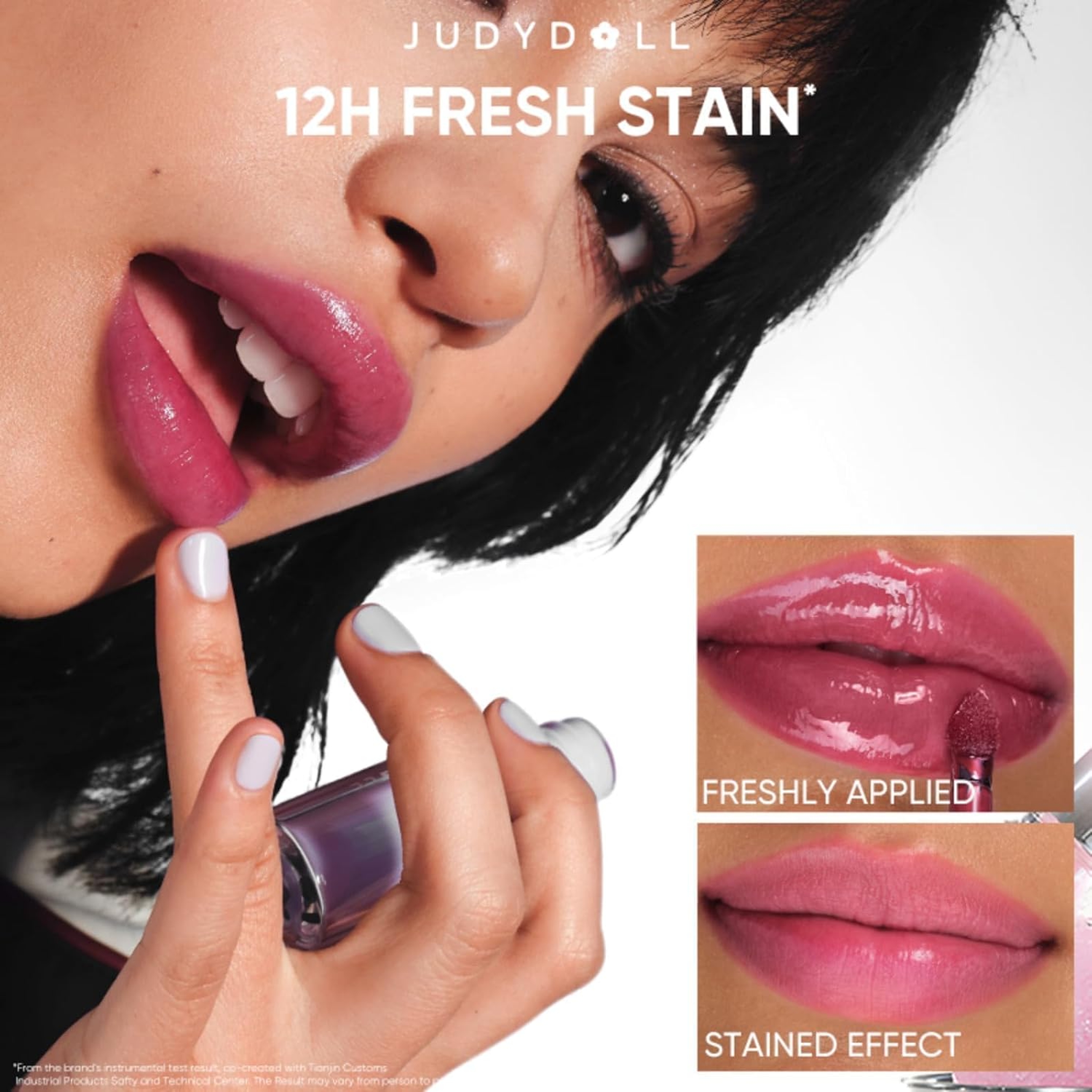 Judydoll Dual Flash Watery Lip Gloss, 02 Juicy Strawberry, 1 Count - Mirror-Shine Lip Glaze with Dual-Sided Metal & Velvet Spatula 6