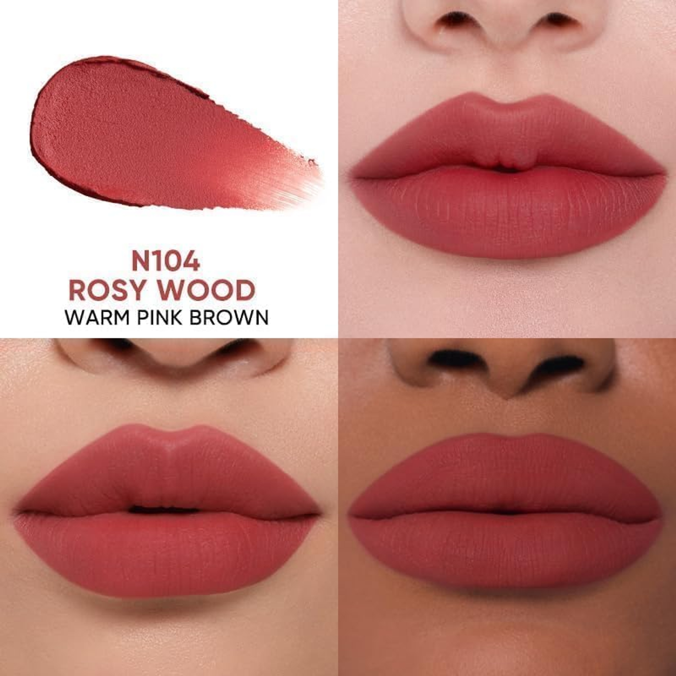 Judydoll Cushion Matte Lock Lip Cream, N104 Rosy Wood, 1 Count - Hydrating Matte Lipstick for a Lip-Blurring Effect 2