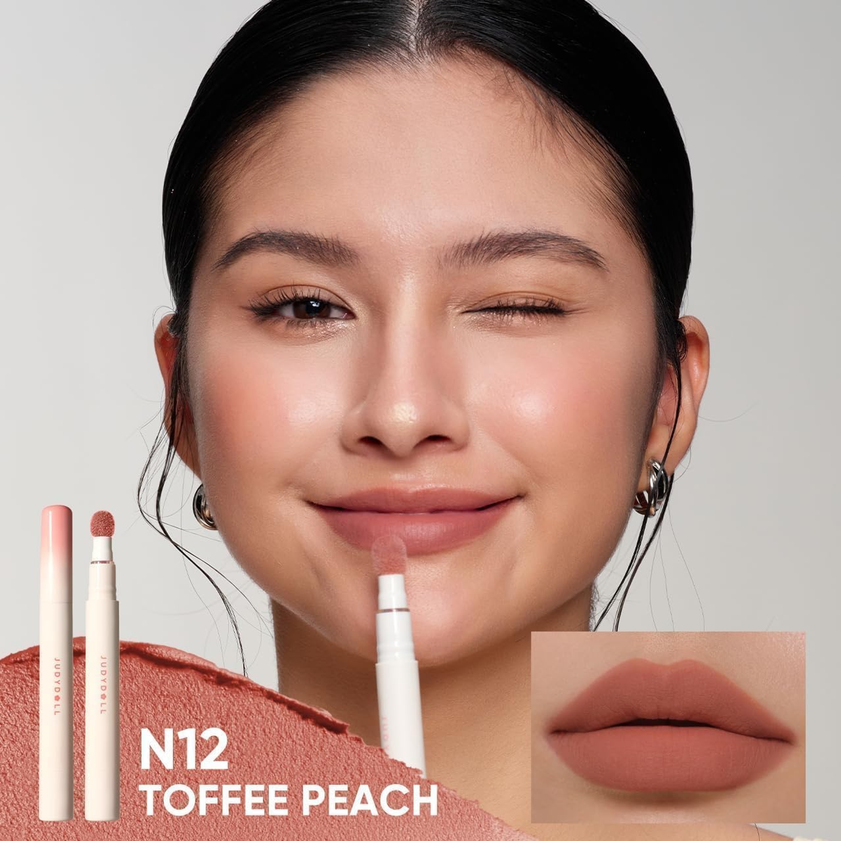 Judydoll Cushion Matte Lock Lip Cream, N12 Toffee Peach, 1 Count - Hydrating Matte Lipstick for a Lip-Blurring Effect 3