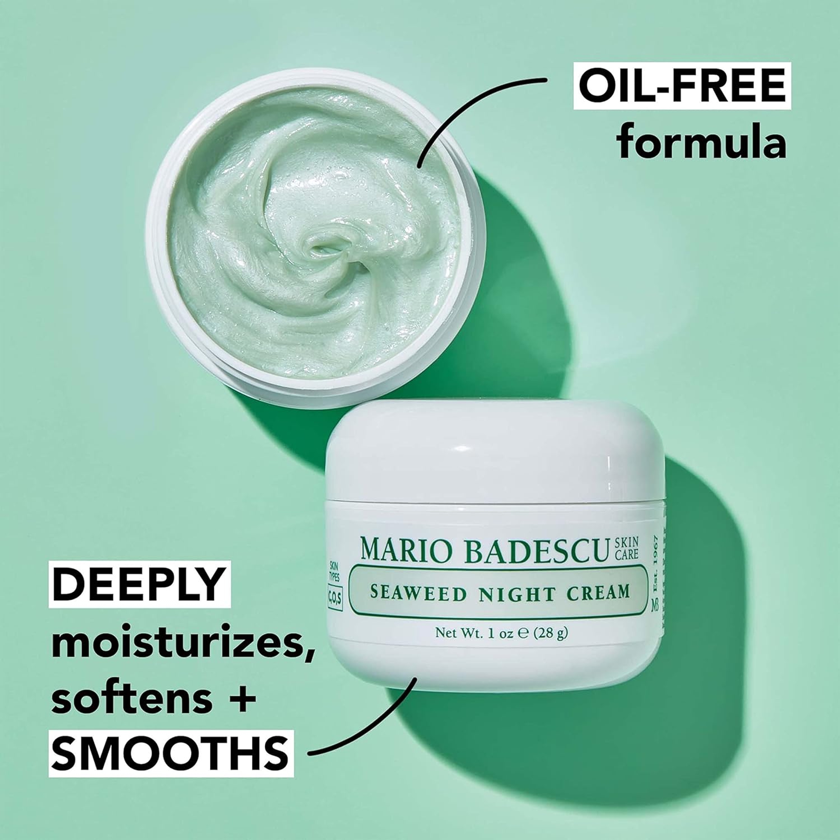 Mario Badescu Seaweed Night Cream 1 oz - Anti-Aging, Oil-Free Moisturizer, Enhances Skin Tone & Texture 3
