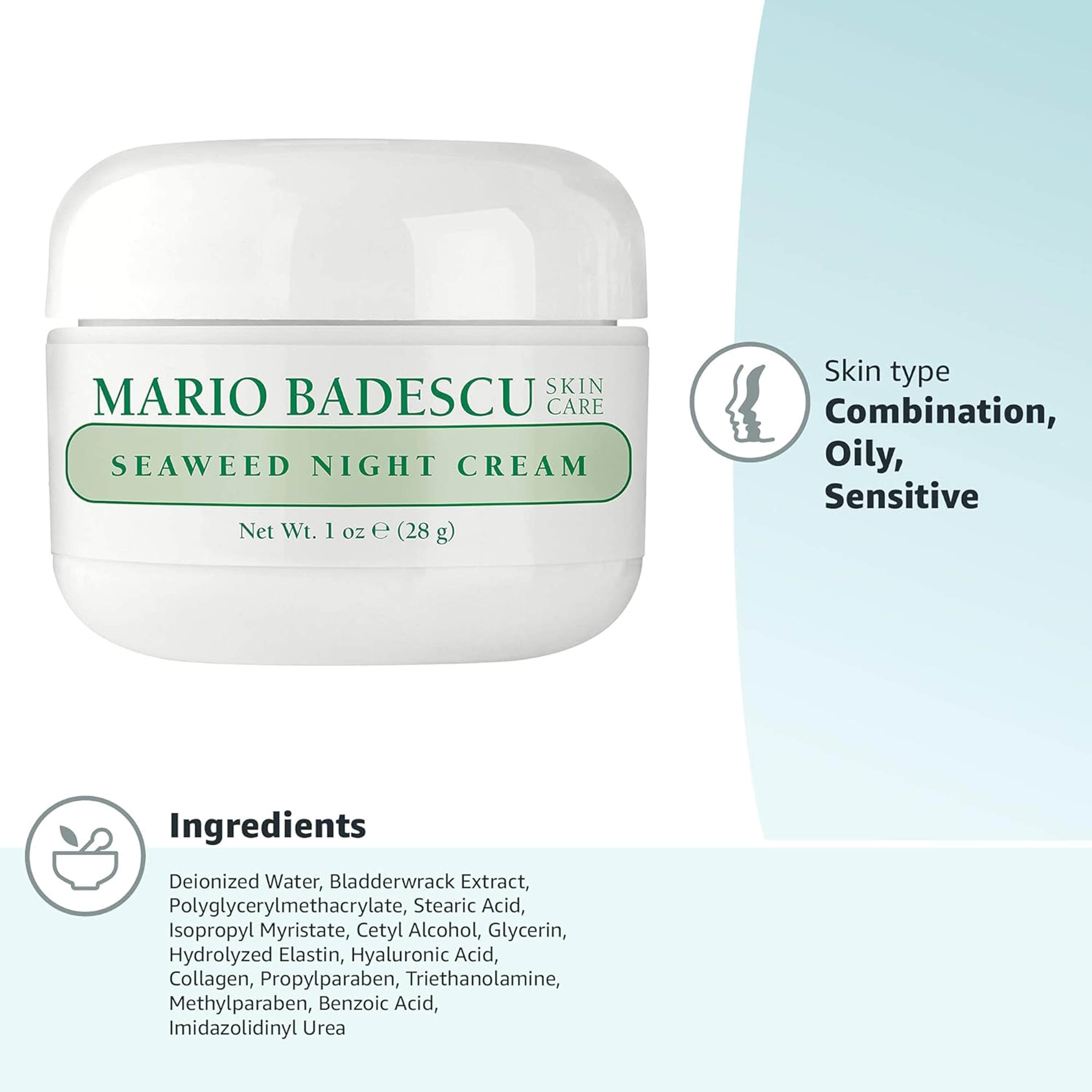 Mario Badescu Seaweed Night Cream 1 oz - Anti-Aging, Oil-Free Moisturizer, Enhances Skin Tone & Texture 8