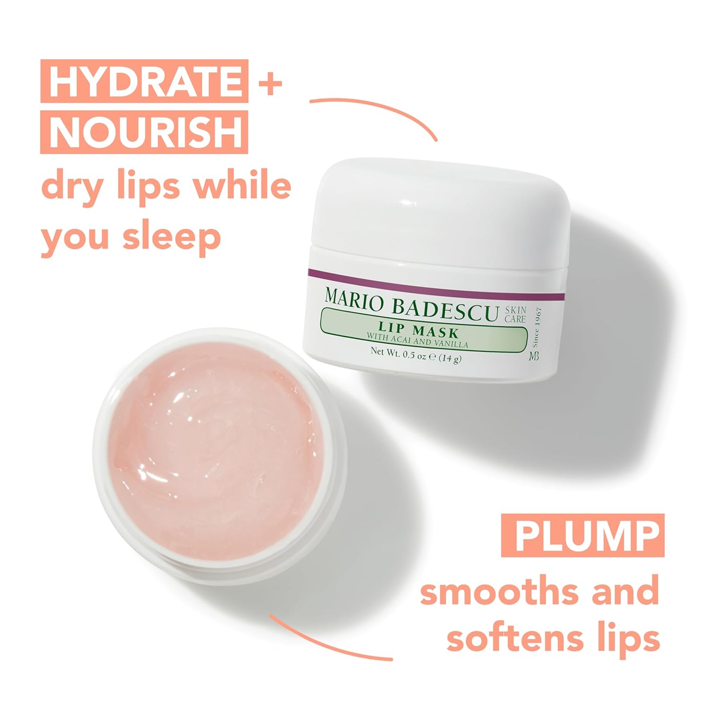 Mario Badescu Lip Mask, Acai and Vanilla, 0.5 oz - Overnight Lip Treatment for Supple, Hydrated Lips 2