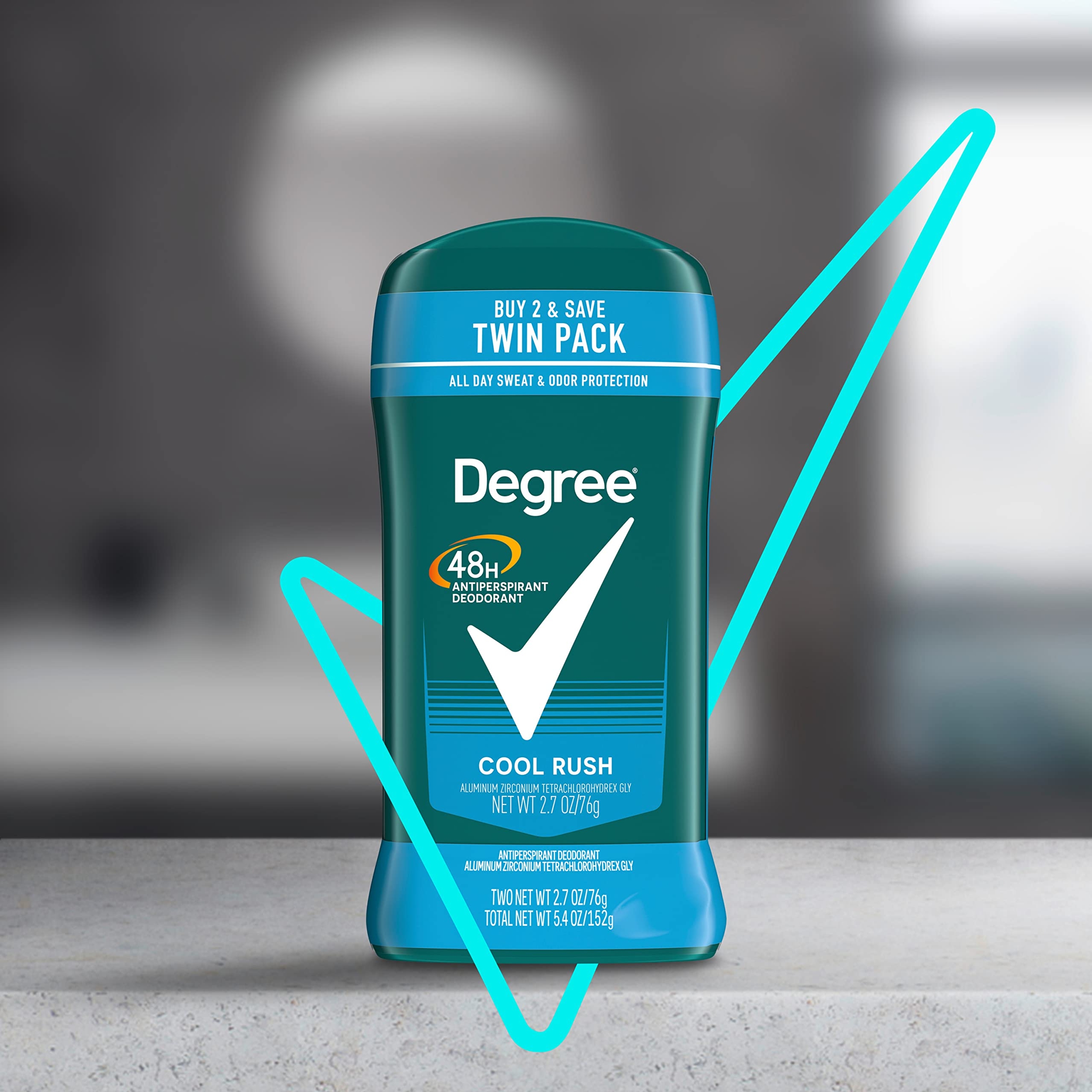Degree Men Cool Rush Antiperspirant Deodorant Stick 2.7 oz (Pack of 2) - 48HR Sweat & Odor Protection 8