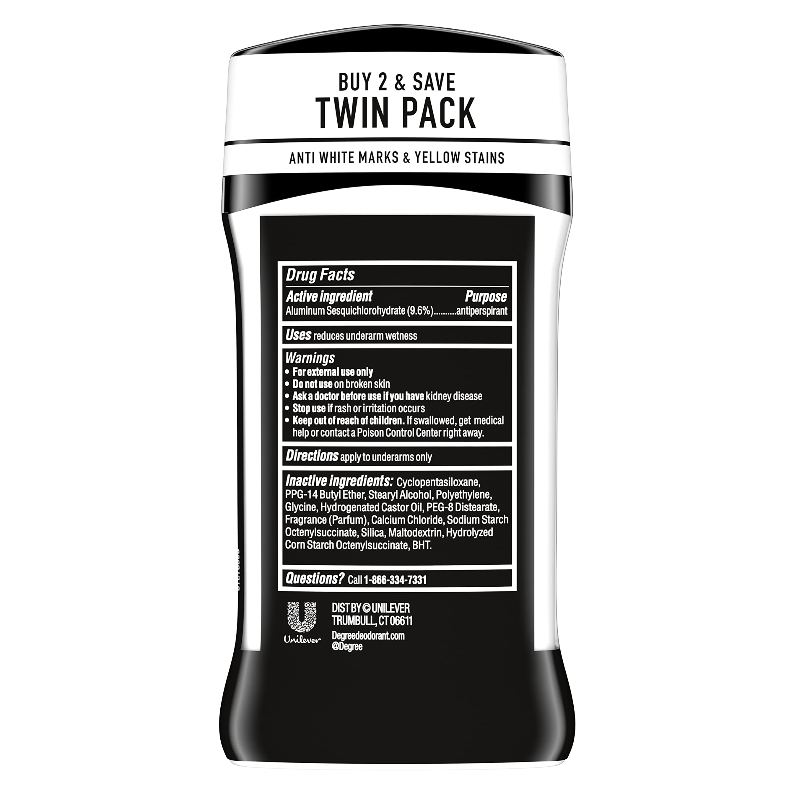 Degree Men UltraClear Black+White Antiperspirant Deodorant Stick 2.7 oz (Pack of 2) - 72HR Sweat & Odor Protection 9