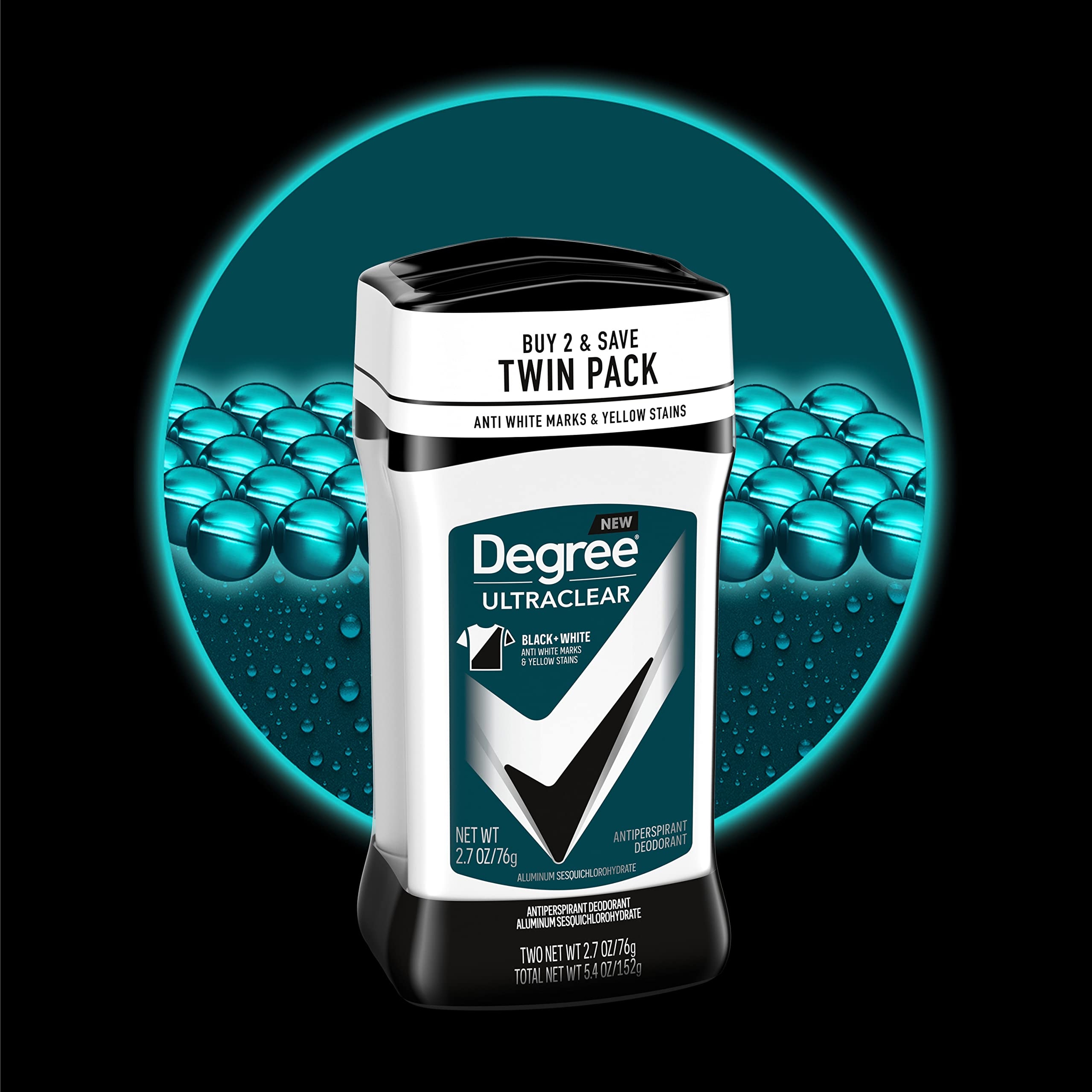 Degree Men UltraClear Black+White Antiperspirant Deodorant Stick 2.7 oz (Pack of 2) - 72HR Sweat & Odor Protection 6