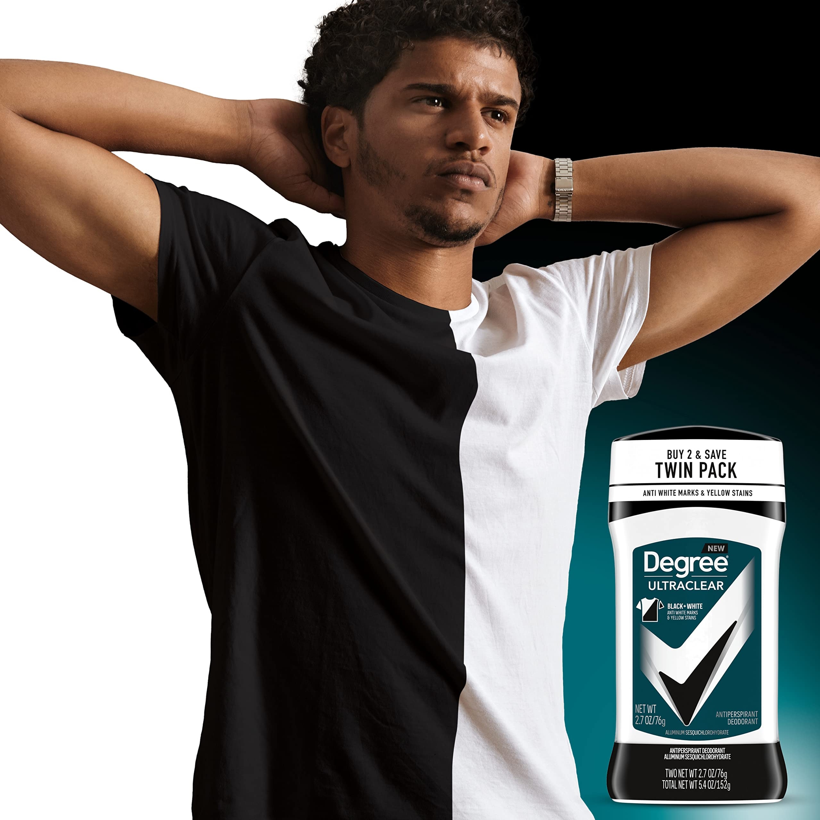 Degree Men UltraClear Black+White Antiperspirant Deodorant Stick 2.7 oz (Pack of 2) - 72HR Sweat & Odor Protection 5
