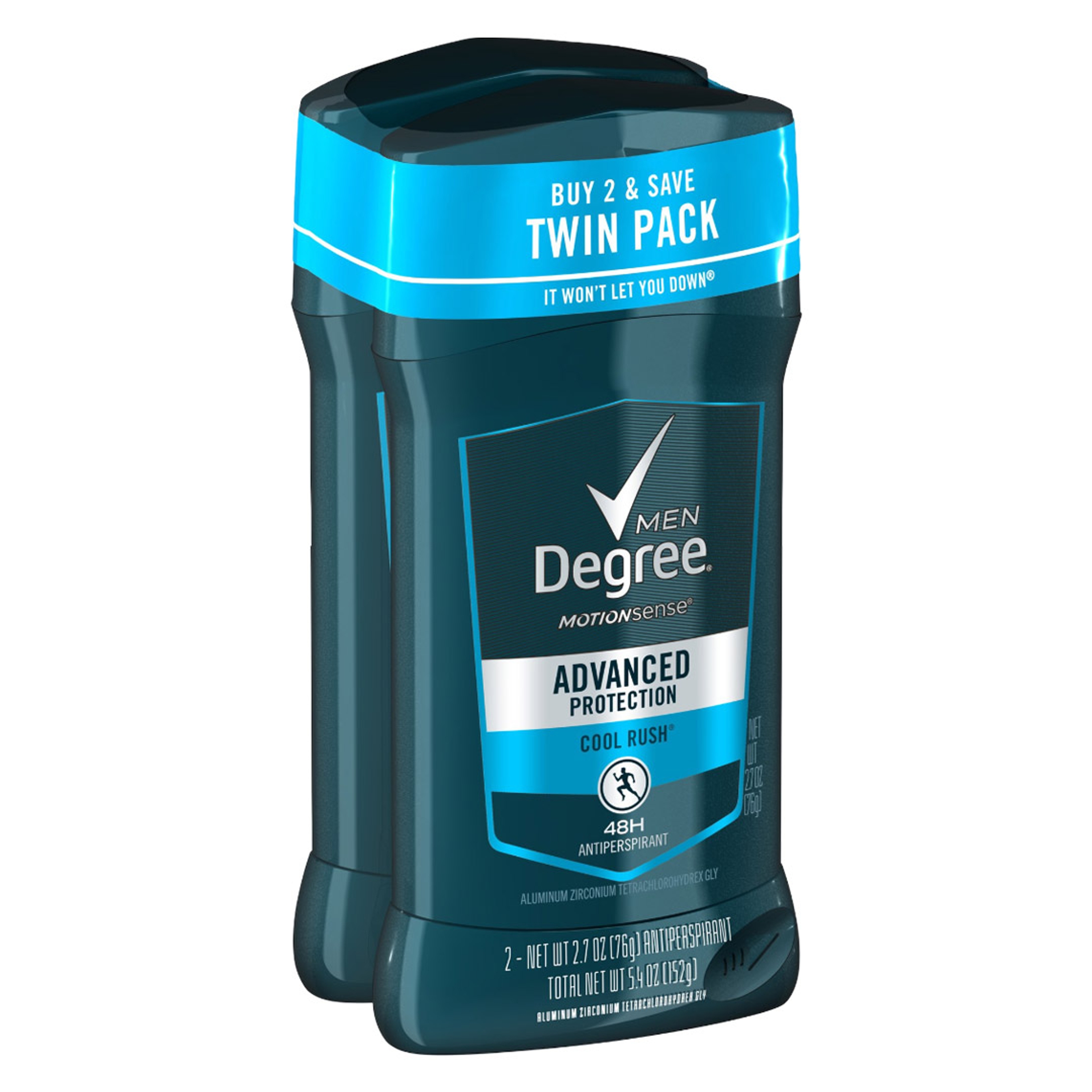 Degree Men Cool Rush Advanced Antiperspirant Deodorant Stick 2.7 oz (Pack of 2) - 48HR Sweat & Odor Protection 1