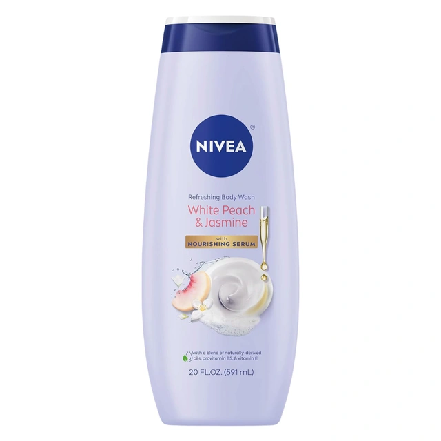 Nivea Refreshing White Peach and Jasmine Body Wash 20 fl.oz - Scented Body Wash with Nourishing Serum