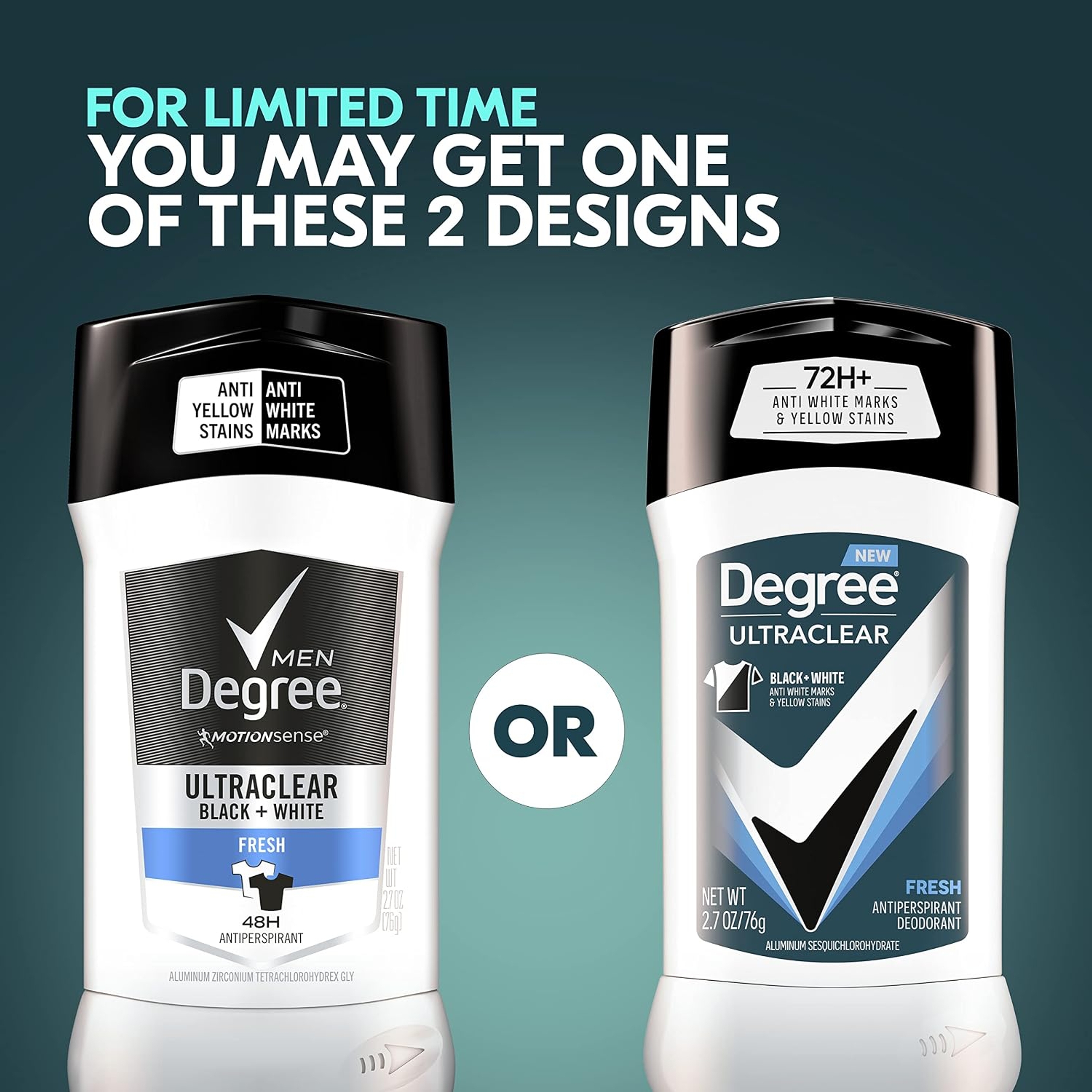 Degree Men UltraClear Black+White Fresh Antiperspirant Deodorant Stick 2.7 oz (Pack of 2) - 72HR Sweat & Odor Protection 2