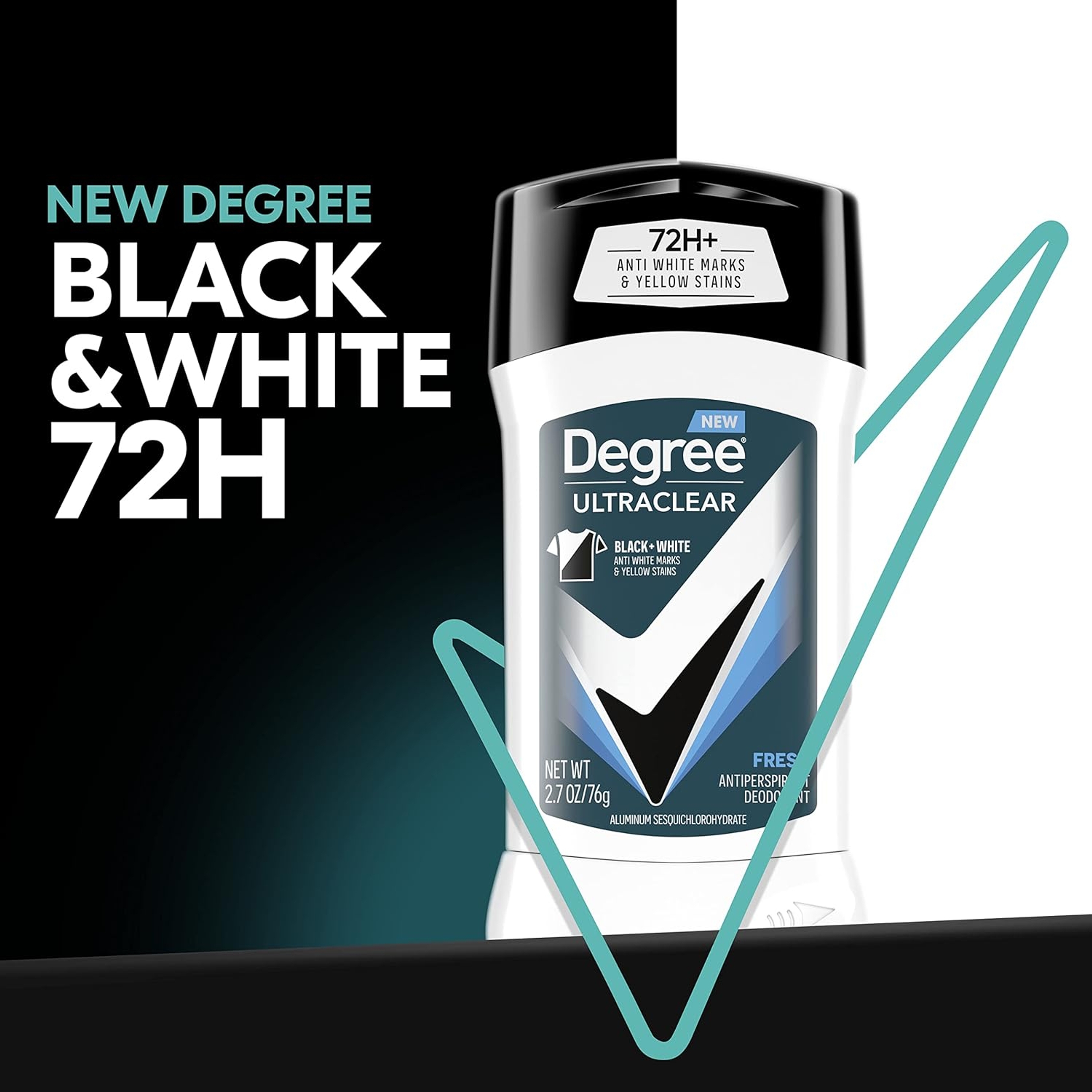 Degree Men UltraClear Black+White Fresh Antiperspirant Deodorant Stick 2.7 oz (Pack of 2) - 72HR Sweat & Odor Protection 3