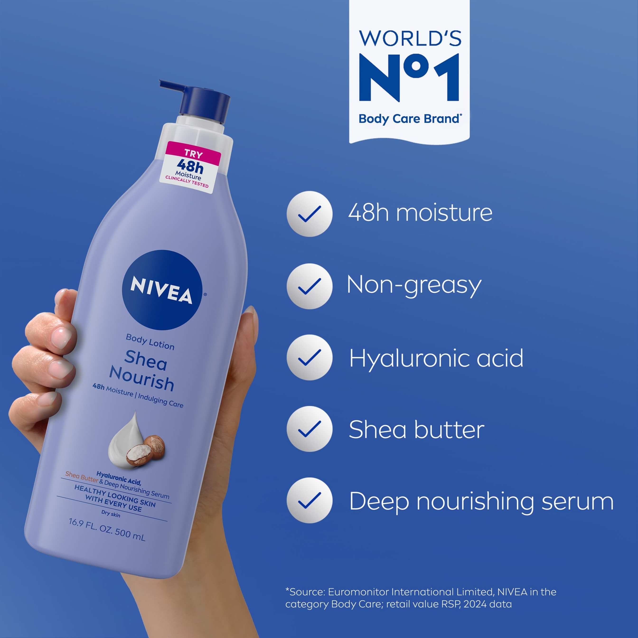 Nivea Shea Nourish Body Lotion 16.9 fl.oz - with Shea Butter & Hyaluronic Acid for 48H Moisture 3