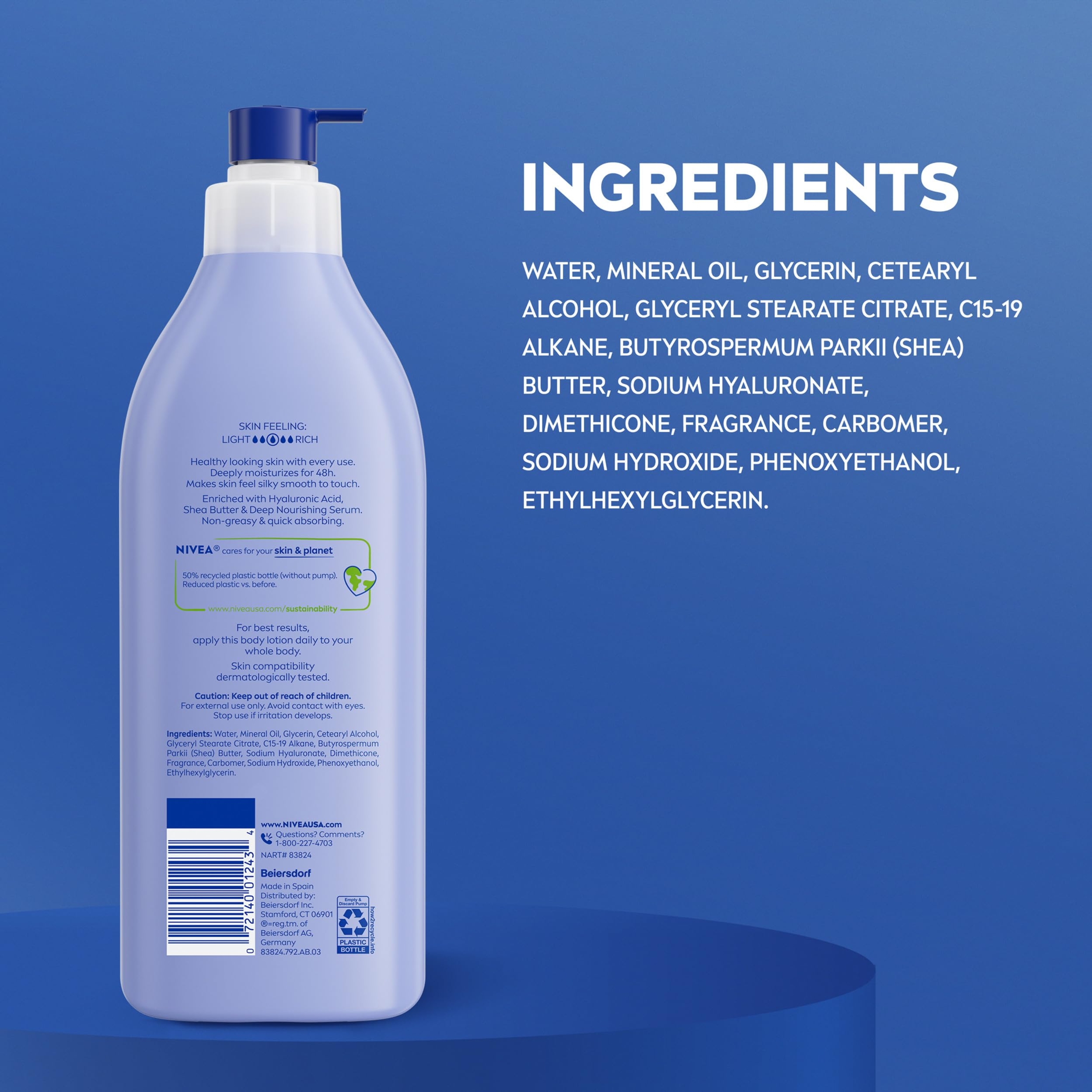 Nivea Shea Nourish Body Lotion 16.9 fl.oz - with Shea Butter & Hyaluronic Acid for 48H Moisture 9