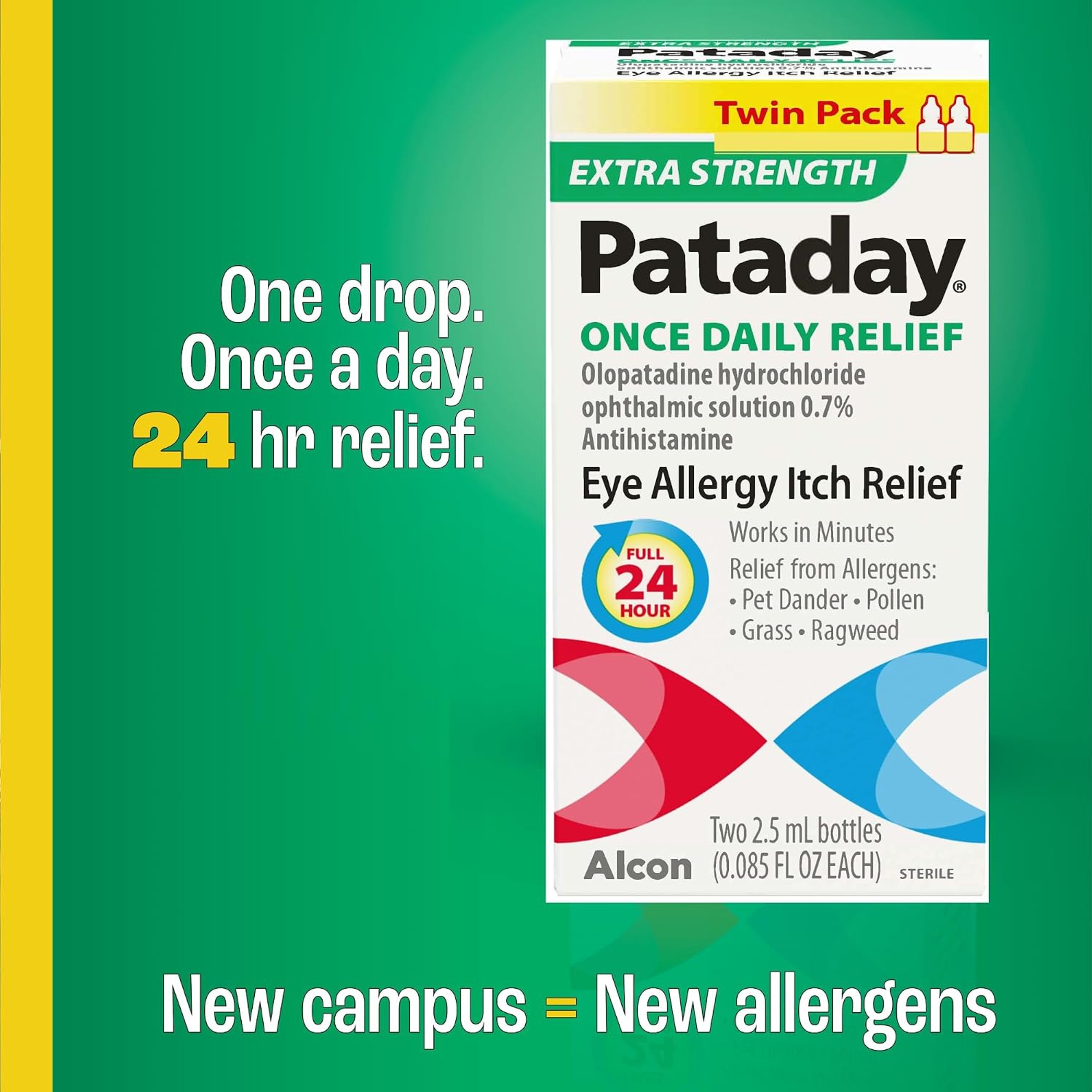 Alcon Pataday Extra Strength Once Daily Allergy Itch Relief Drops 0.085 fl.oz (Pack of 2) 2