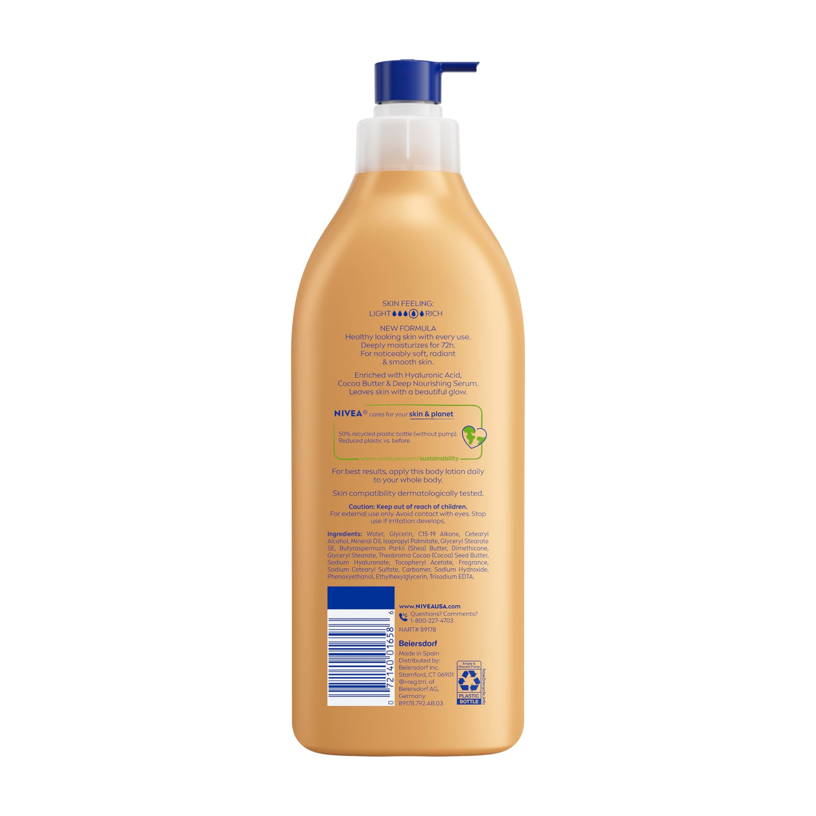 Nivea Cocoa Butter Body Lotion 16.9 fl.oz - 72H Deep Nourishing Moisture for Dry Skin with Hyaluronic Acid 11