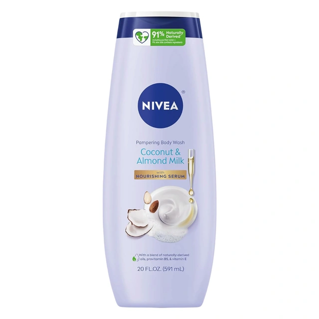 Nivea Pampering Coconut & Almond Milk Body Wash 20 fl.oz - Moisturizing Body Wash with Provitamin B5 & Vitamin E