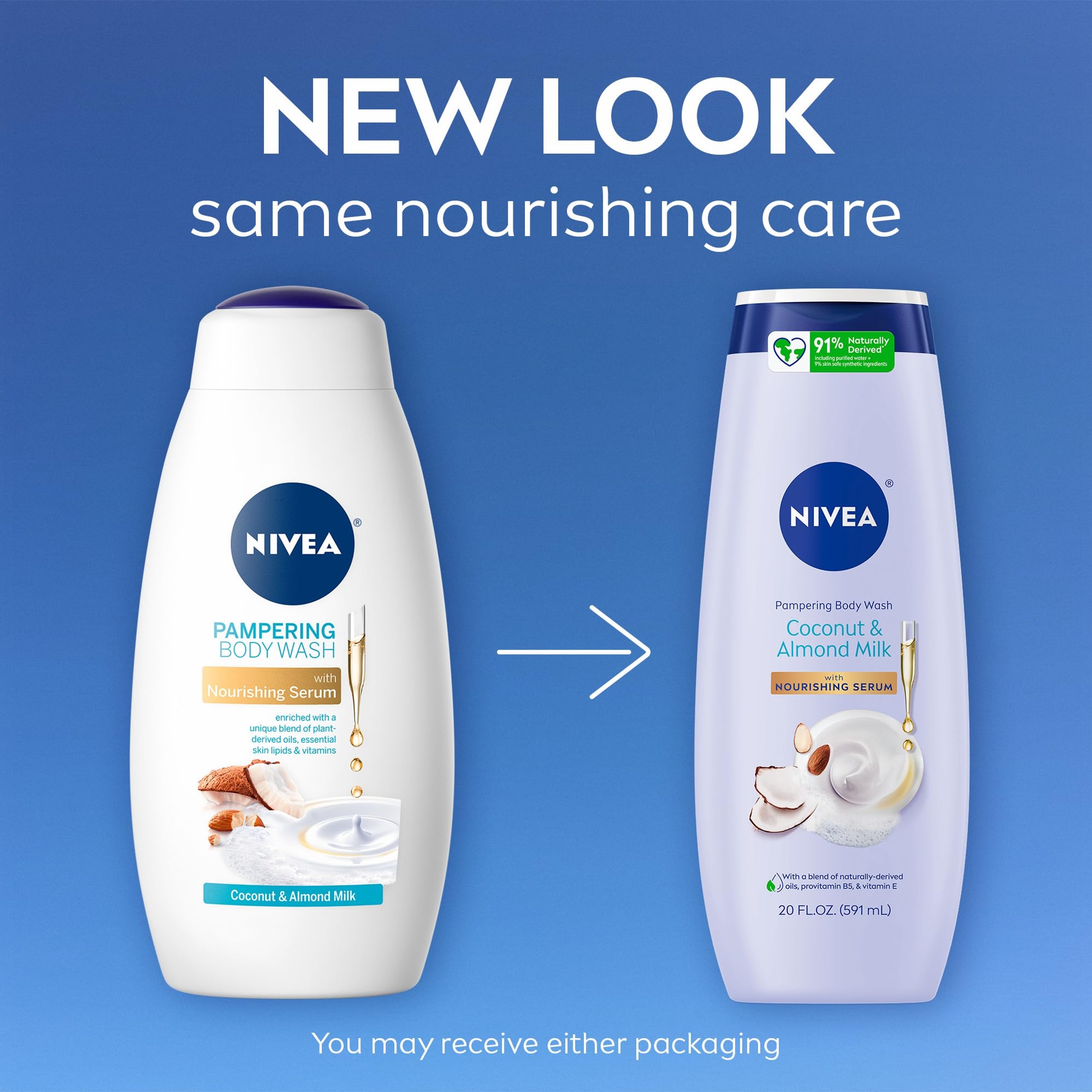 Nivea Pampering Coconut & Almond Milk Body Wash 20 fl.oz - Moisturizing Body Wash with Provitamin B5 & Vitamin E 2