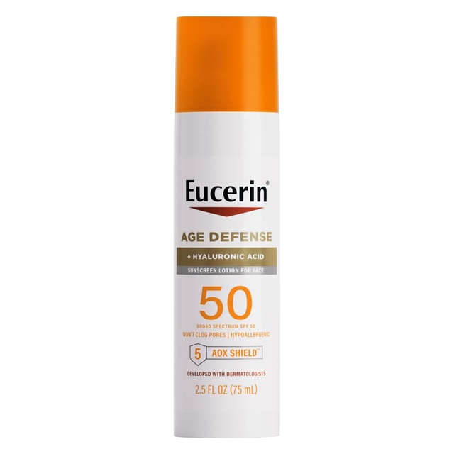 Eucerin Age Defense SPF 50 Face Sunscreen 2.5 fl.oz - Invisible Finish Sunscreen Lotion with Hyaluronic Acid for Age Defense