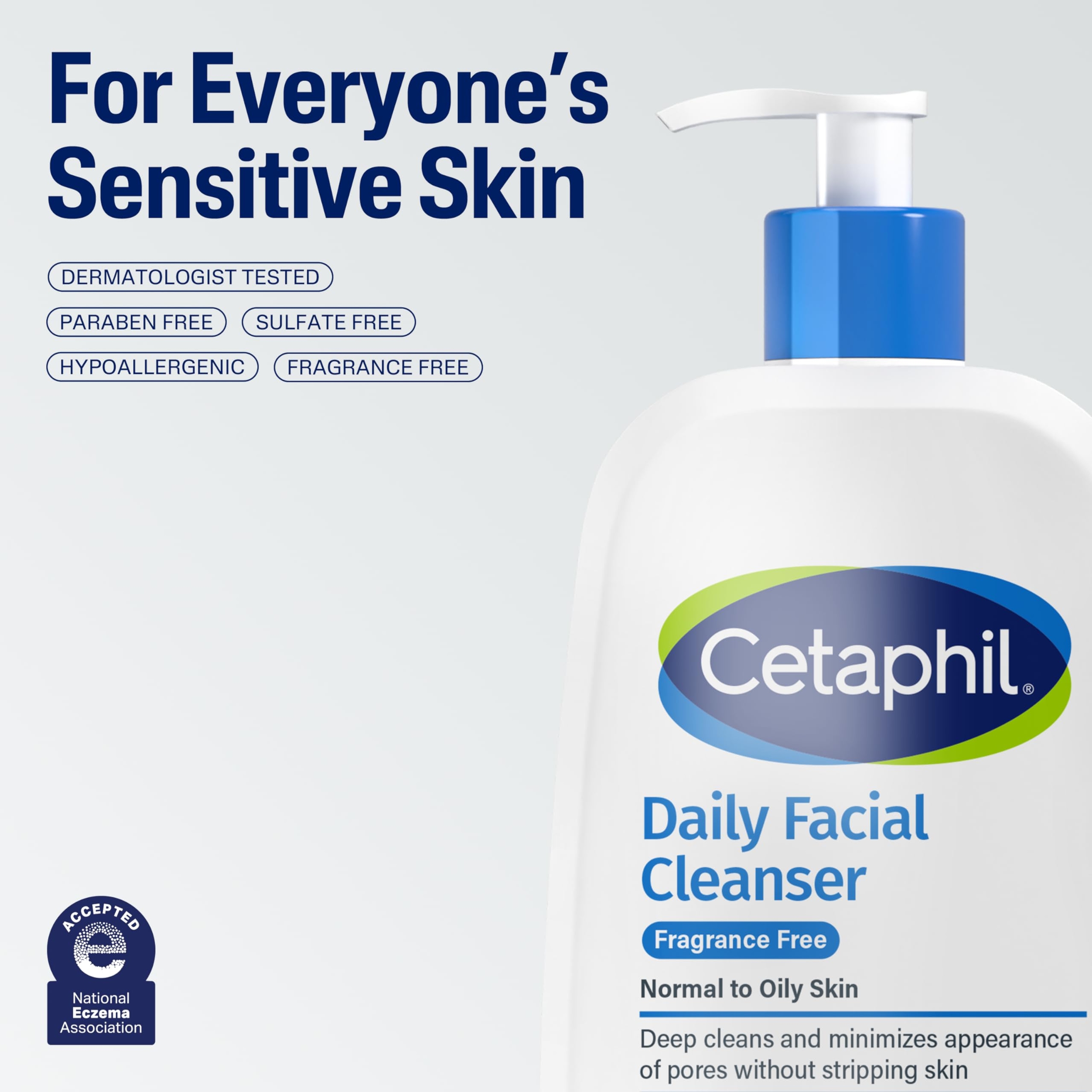 Cetaphil Daily Facial Cleanser Fragrance Free 16 fl.oz - Gentle Foaming for Sensitive, Combination to Oily Skin 6