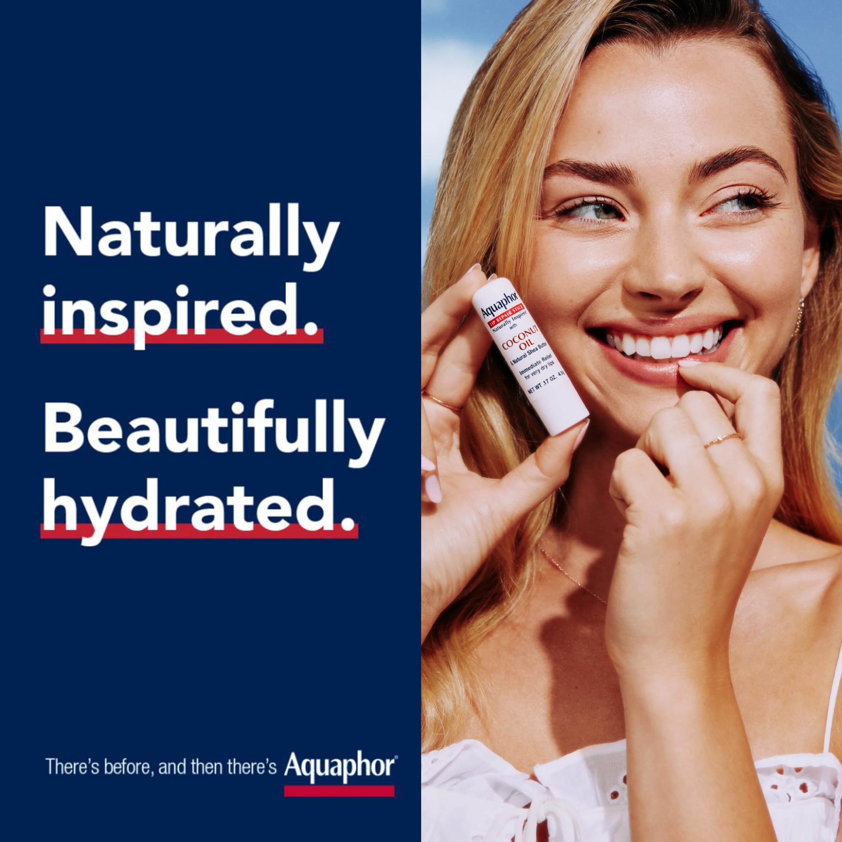 Aquaphor Naturally Inspired Lip Repair Stick, Coconut Oil, 0.17 oz - Hydrating Lip Balm Immediately Relieves Dryness 4