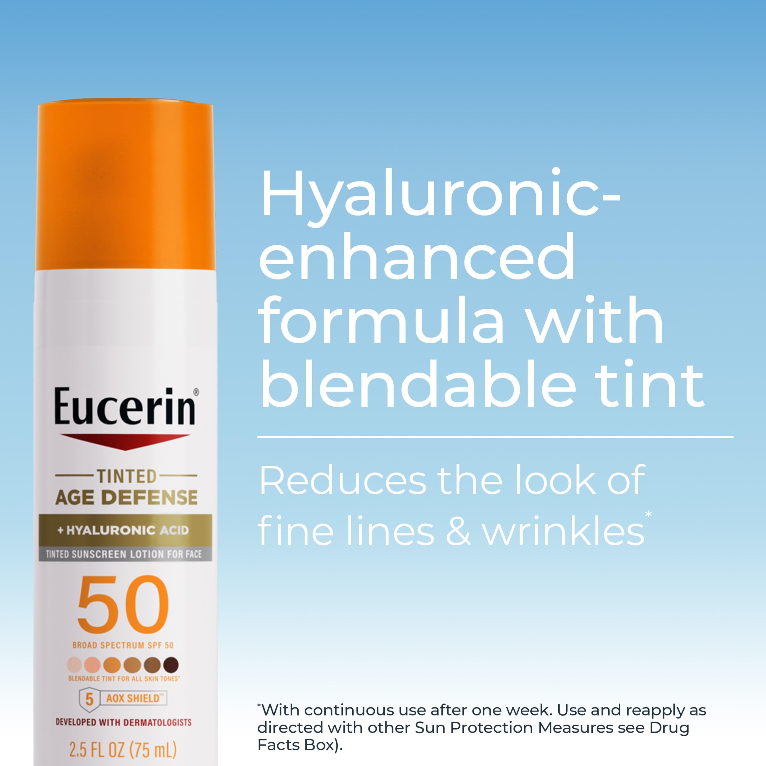 Eucerin Tinted Age Defense SPF 50 Face Sunscreen 2.5 fl.oz - More Even-Looking, Radiant Finish for All Skin Tones 2