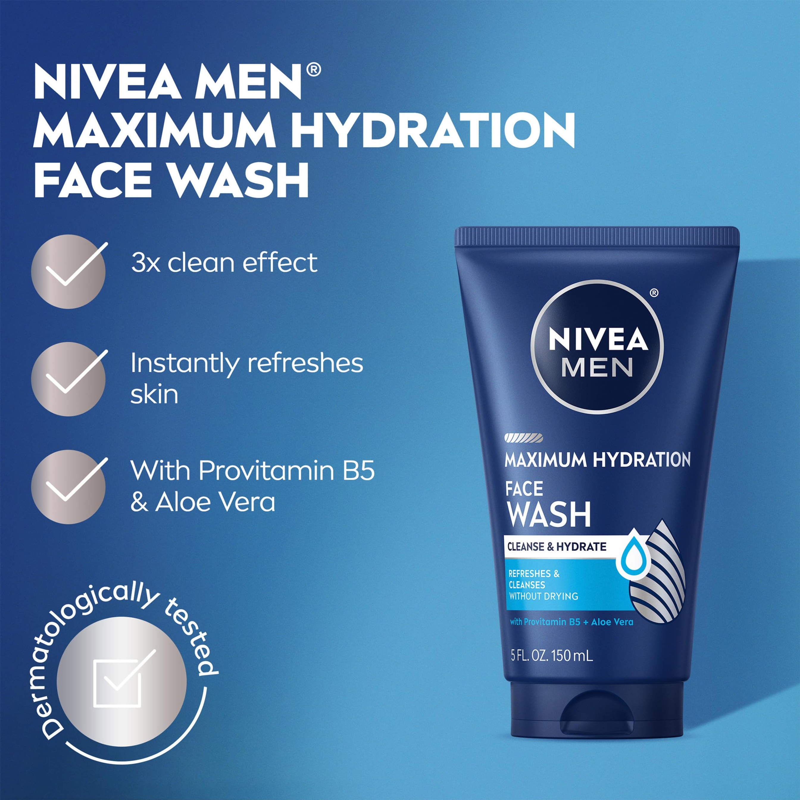 Nivea Men Maximum Hydration Face Wash 5 fl.oz - Refreshes and Cleanses without Drying 3