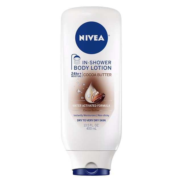 Nivea Cocoa Butter In-Shower Body Lotion 13.5 fl.oz - Water Activated In Shower Moisturizer with Cocoa Butter for Very Dry Skin
