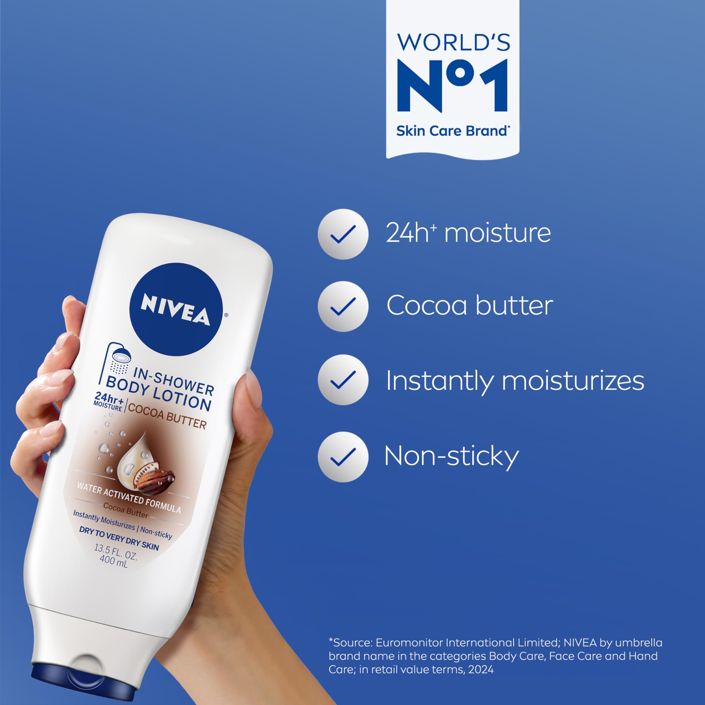 Nivea Cocoa Butter In-Shower Body Lotion 13.5 fl.oz - Water Activated In Shower Moisturizer with Cocoa Butter for Very Dry Skin 2