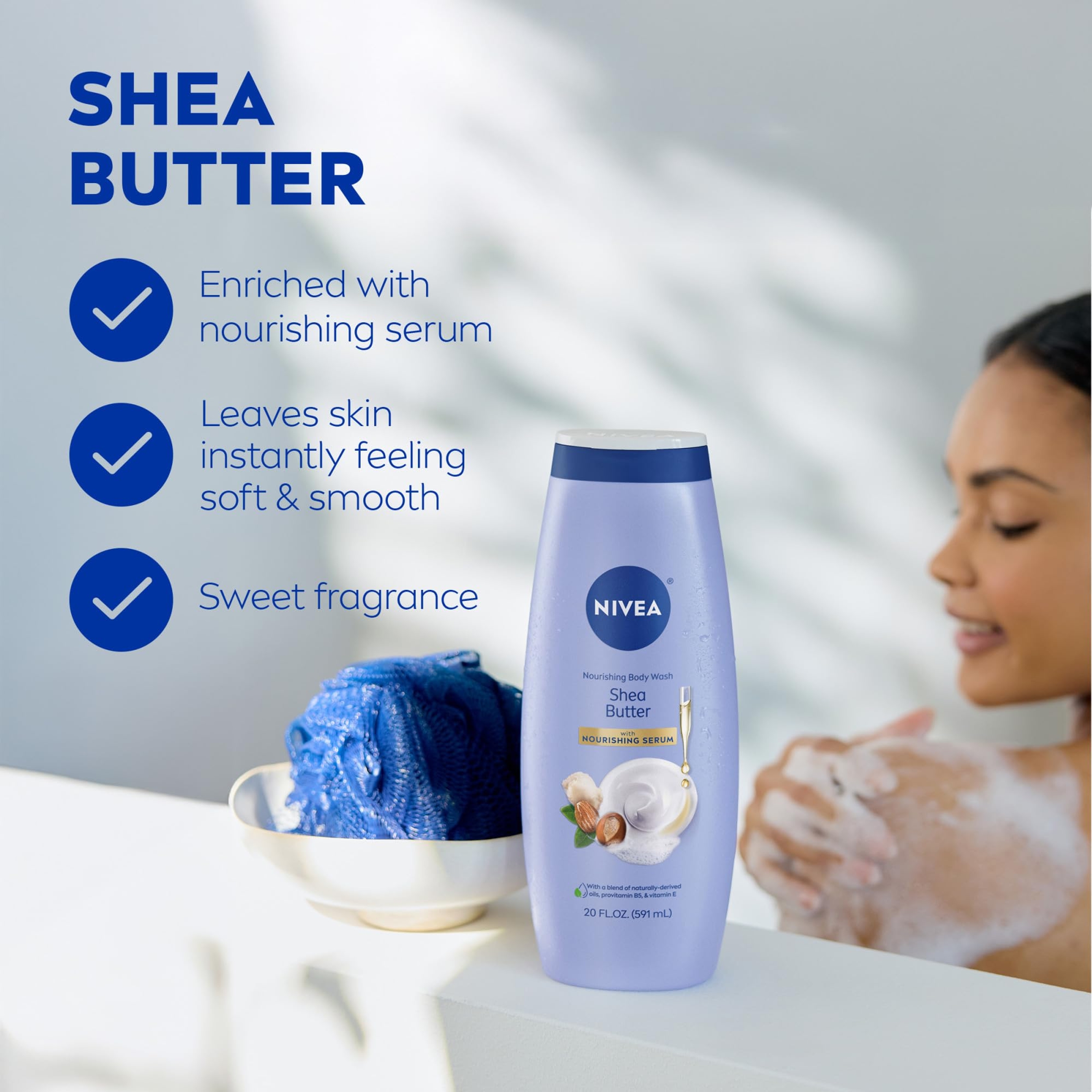 Nivea Nourishing Shea Butter Body Wash 20 fl.oz - Moisturizing Body Wash with Provitamin B5 & Vitamin E 3
