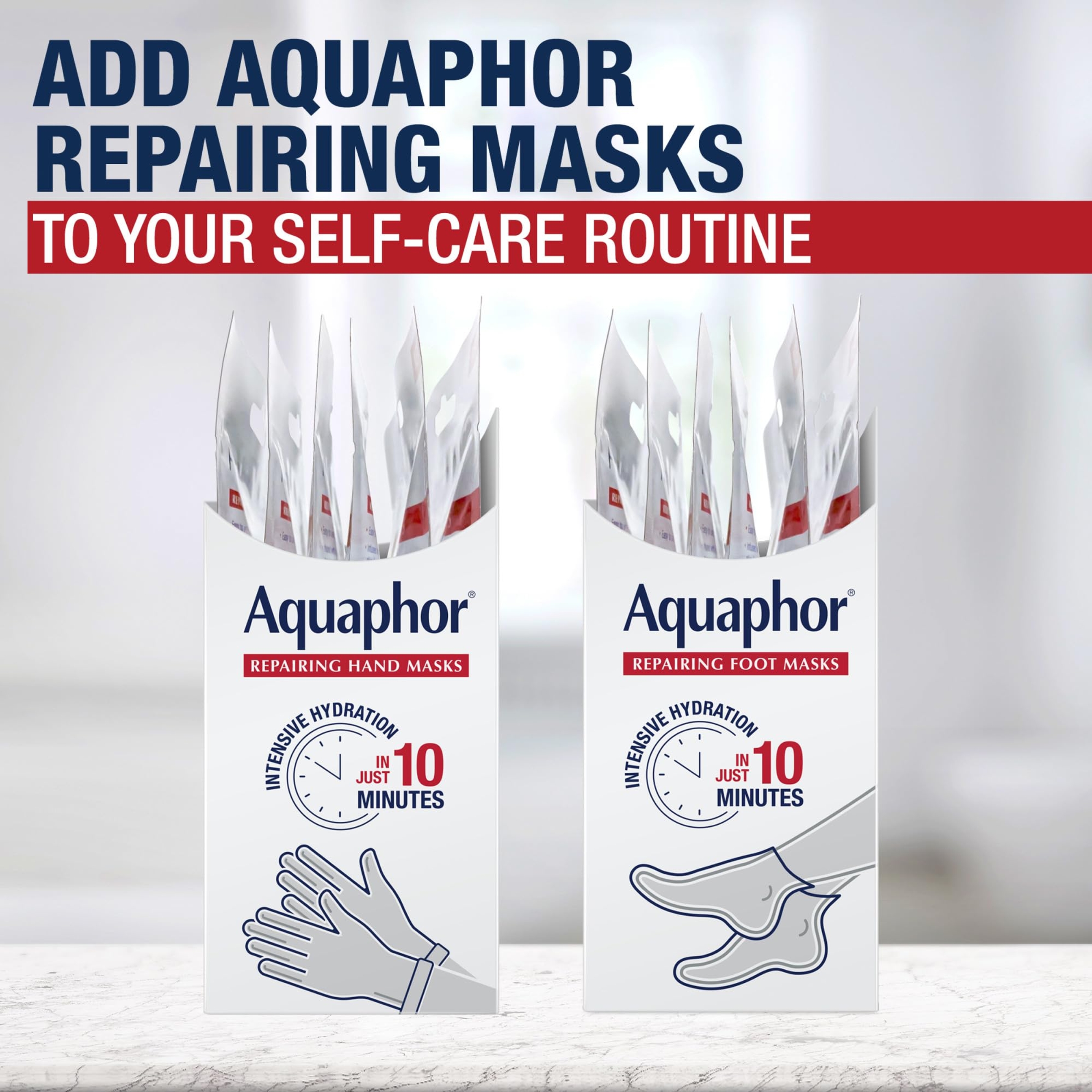 Aquaphor Repairing Hand Masks 1 Pair - Moisturizing Gloves for Dry Hands with Avocado Oil & Shea Butter 10