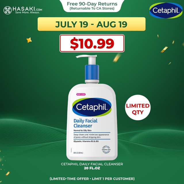 Cetaphil Daily Facial Cleanser 20 fl.oz - Gentle Foaming Face Wash for Sensitive, Combination to Oily Skin