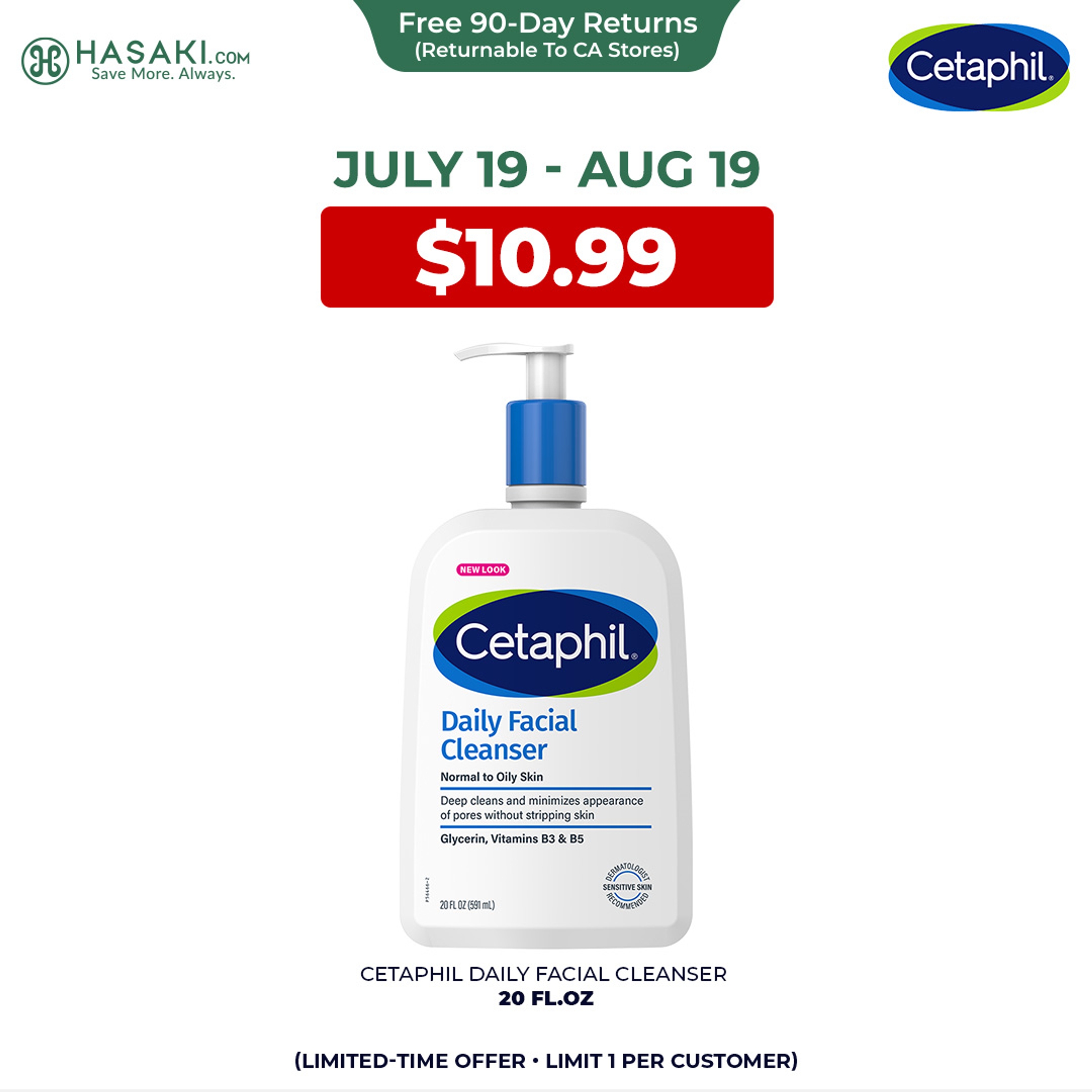 Cetaphil Daily Facial Cleanser 20 fl.oz - Gentle Foaming Face Wash for Sensitive, Combination to Oily Skin 1