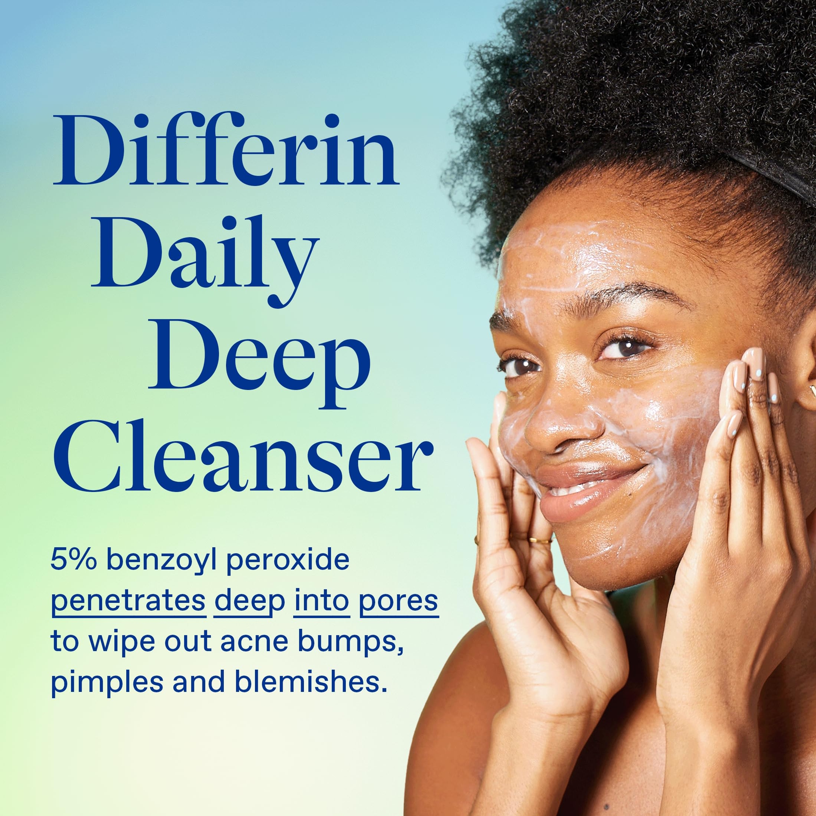 Differin Acne Daily Deep Cleanser 4 fl.oz - Face Wash with 5% Benzoyl Peroxide for Sensitive Skin 4