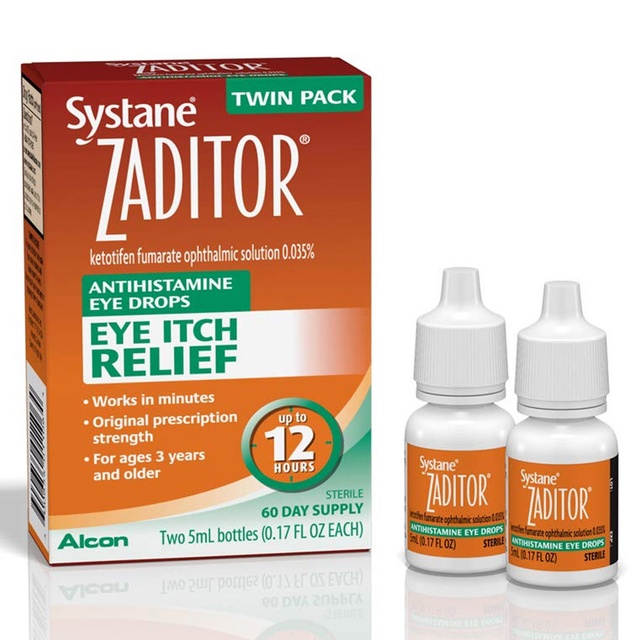 Alcon Systane Zaditor Antihistamine Eye Drops 0.17 fl.oz (Pack of 2) - Fast-Acting, Long-Lasting Eye Itch Relief