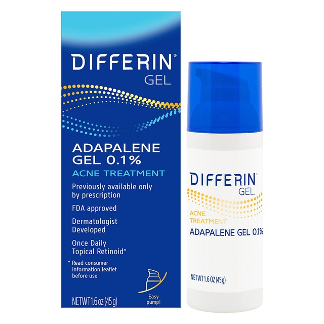 Differin Adapalene Gel 1.6 oz (Pump) - Retinoid Acne Treatment for Face with 0.1% Adapalene
