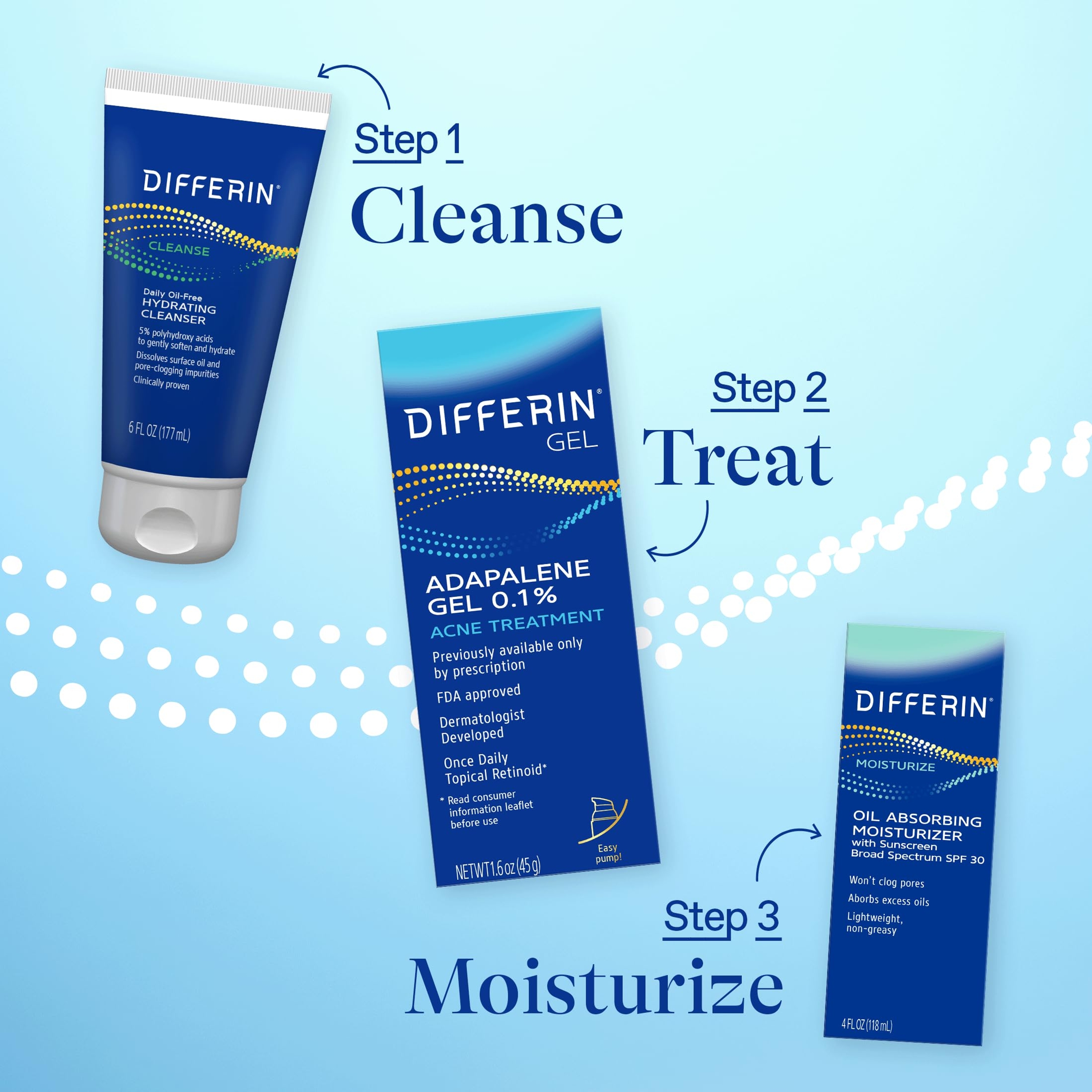 Differin Adapalene Gel 1.6 oz (Pump) - Retinoid Acne Treatment for Face with 0.1% Adapalene 7