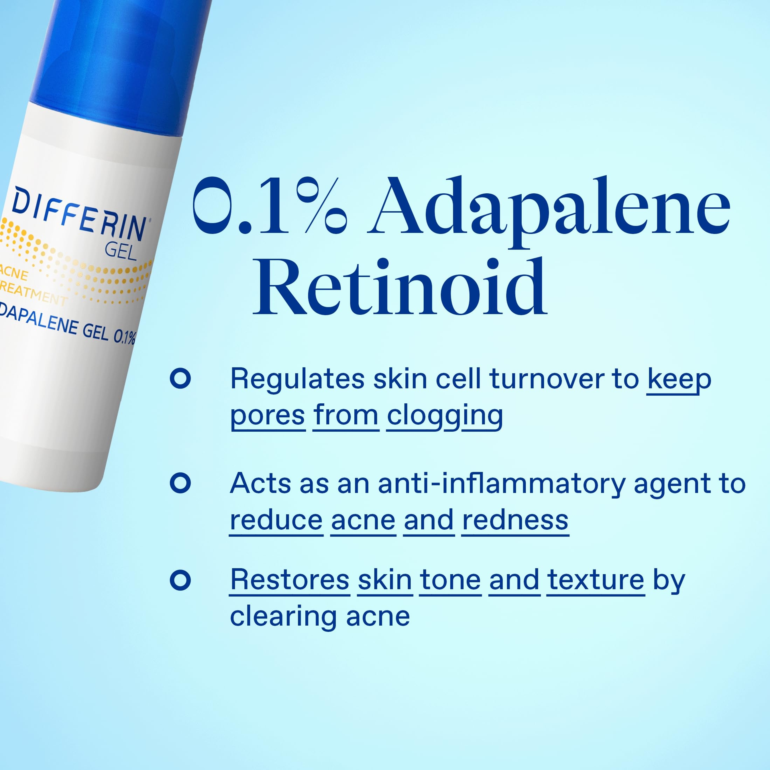 Differin Adapalene Gel 1.6 oz (Pump) - Retinoid Acne Treatment for Face with 0.1% Adapalene 8
