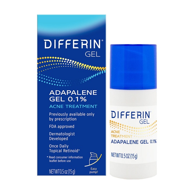 Differin Adapalene Gel 0.5 oz (Pump) - Retinoid Acne Treatment for Face with 0.1% Adapalene