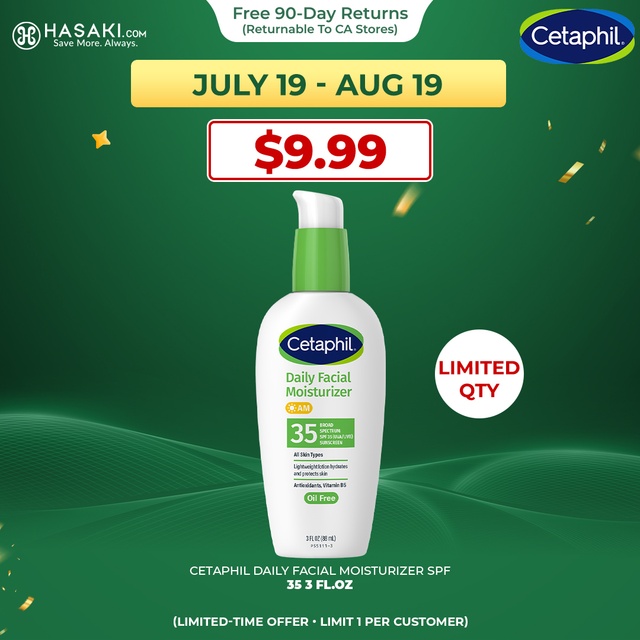 Cetaphil Daily Facial Moisturizer SPF 35 3 fl.oz - Daily Oil Free Facial Moisturizer for All Skin Types