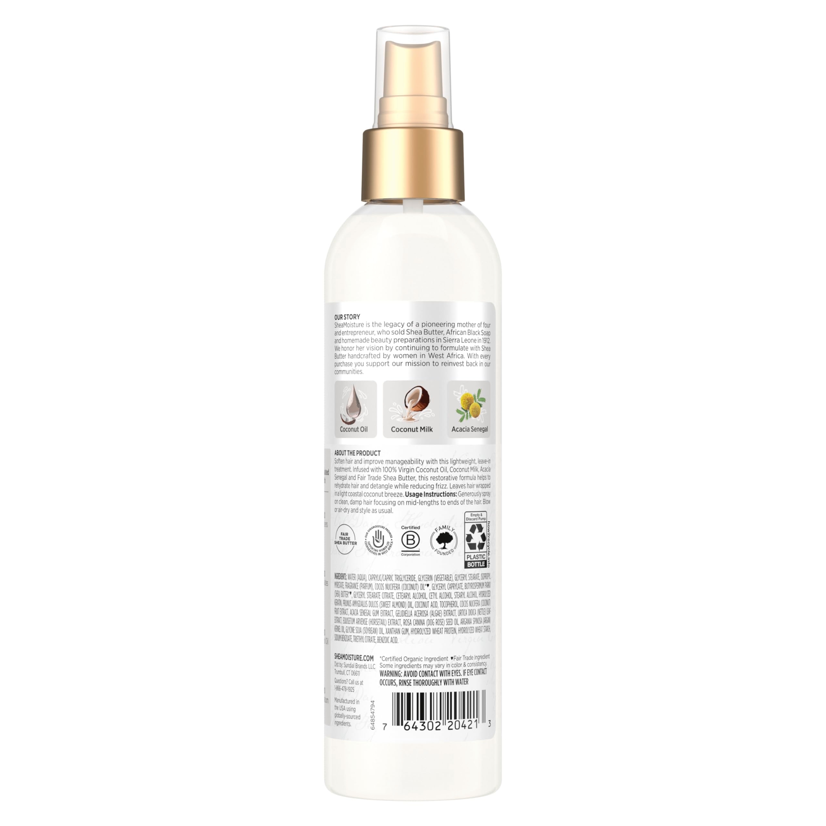 SheaMoisture Daily Hydration Leave-In Treatment 8 fl.oz - 100% Virgin Coconut Oil, Protects & Controls Frizz for All Hair Types 9