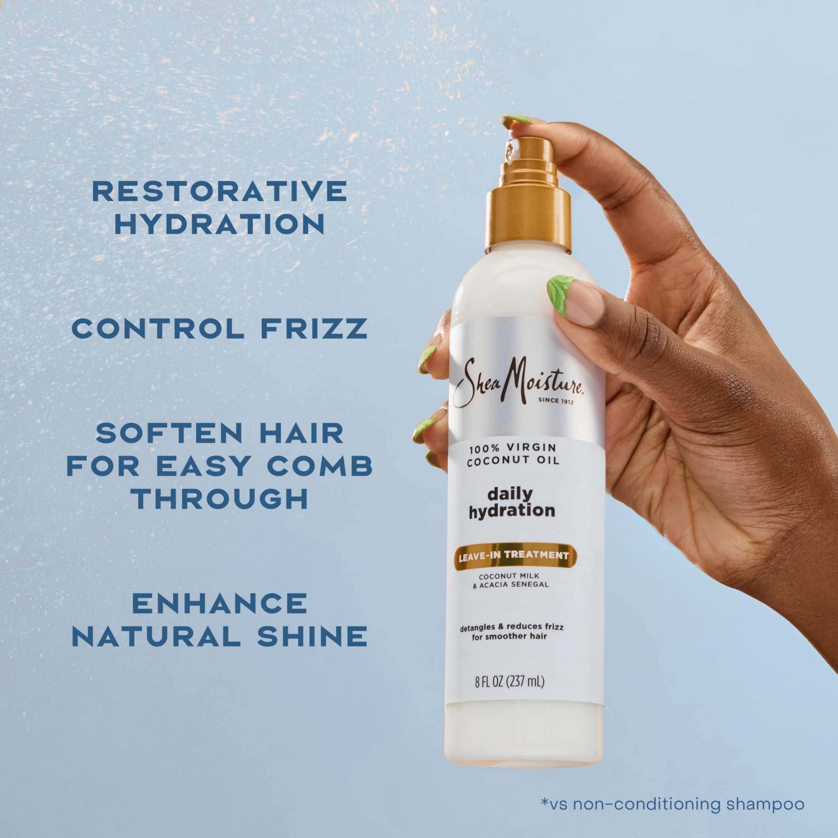 SheaMoisture Daily Hydration Leave-In Treatment 8 fl.oz - 100% Virgin Coconut Oil, Protects & Controls Frizz for All Hair Types 4