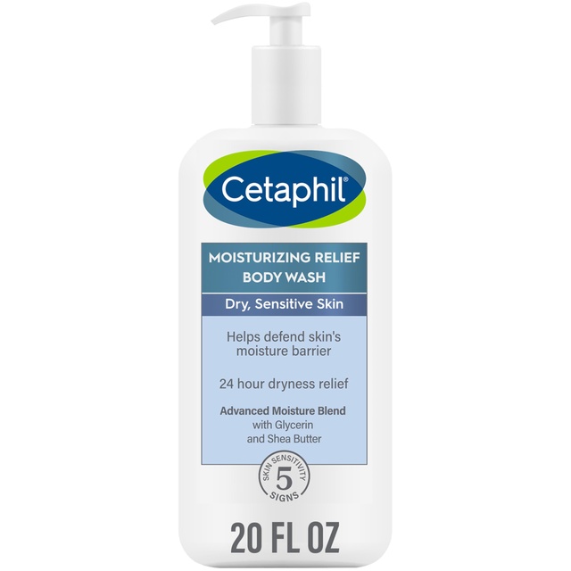 Cetaphil Body Wash, Moisturizing Relief Body Wash for Sensitive Skin, Creamy Rich Formula Gently Cleanses and Gives 24 Hour Relief to Dry Skin, Hypoallergenic, Fragrance Free, 20 oz — Out of stock
