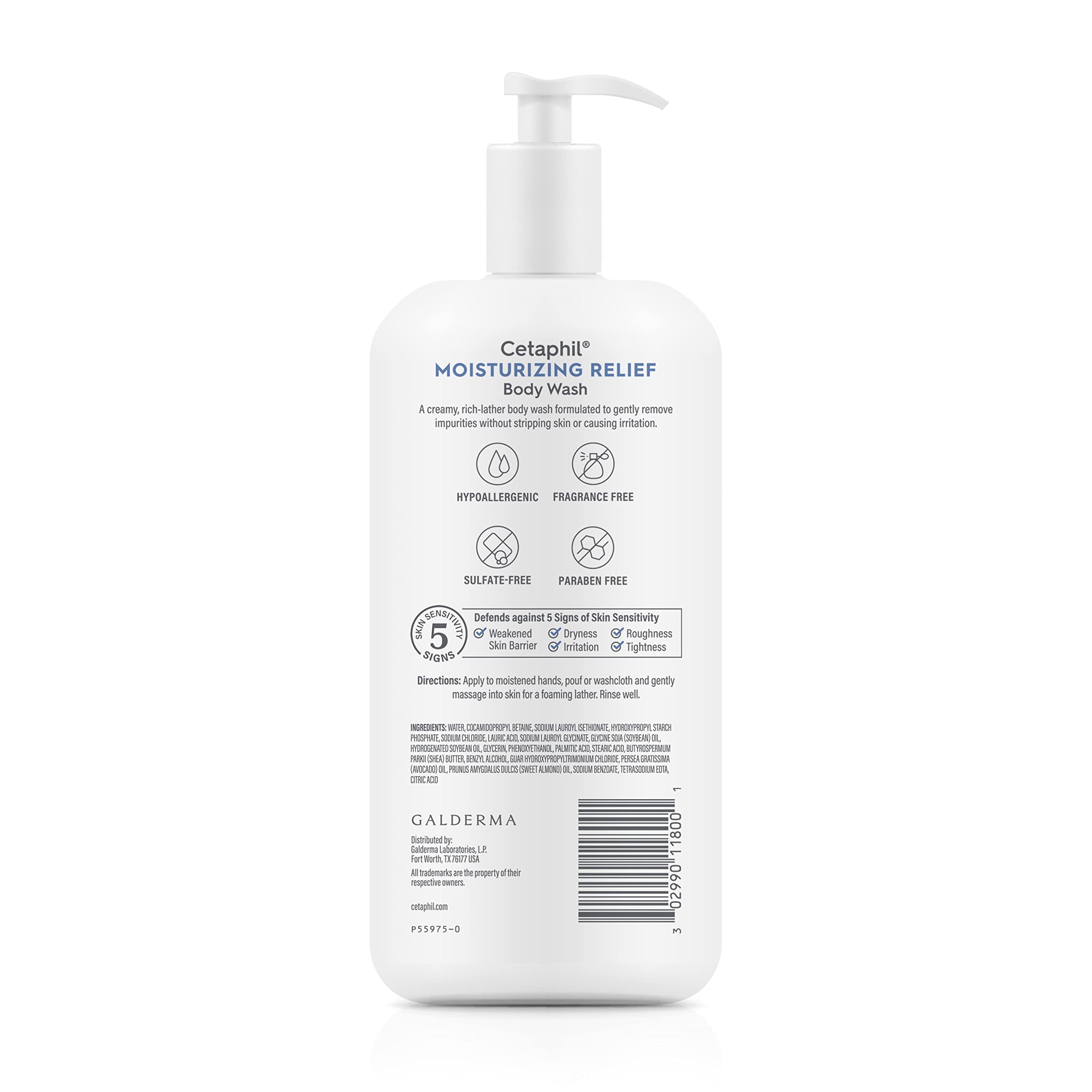 Cetaphil Body Wash, Moisturizing Relief Body Wash for Sensitive Skin, Creamy Rich Formula Gently Cleanses and Gives 24 Hour Relief to Dry Skin, Hypoallergenic, Fragrance Free, 20 oz 20