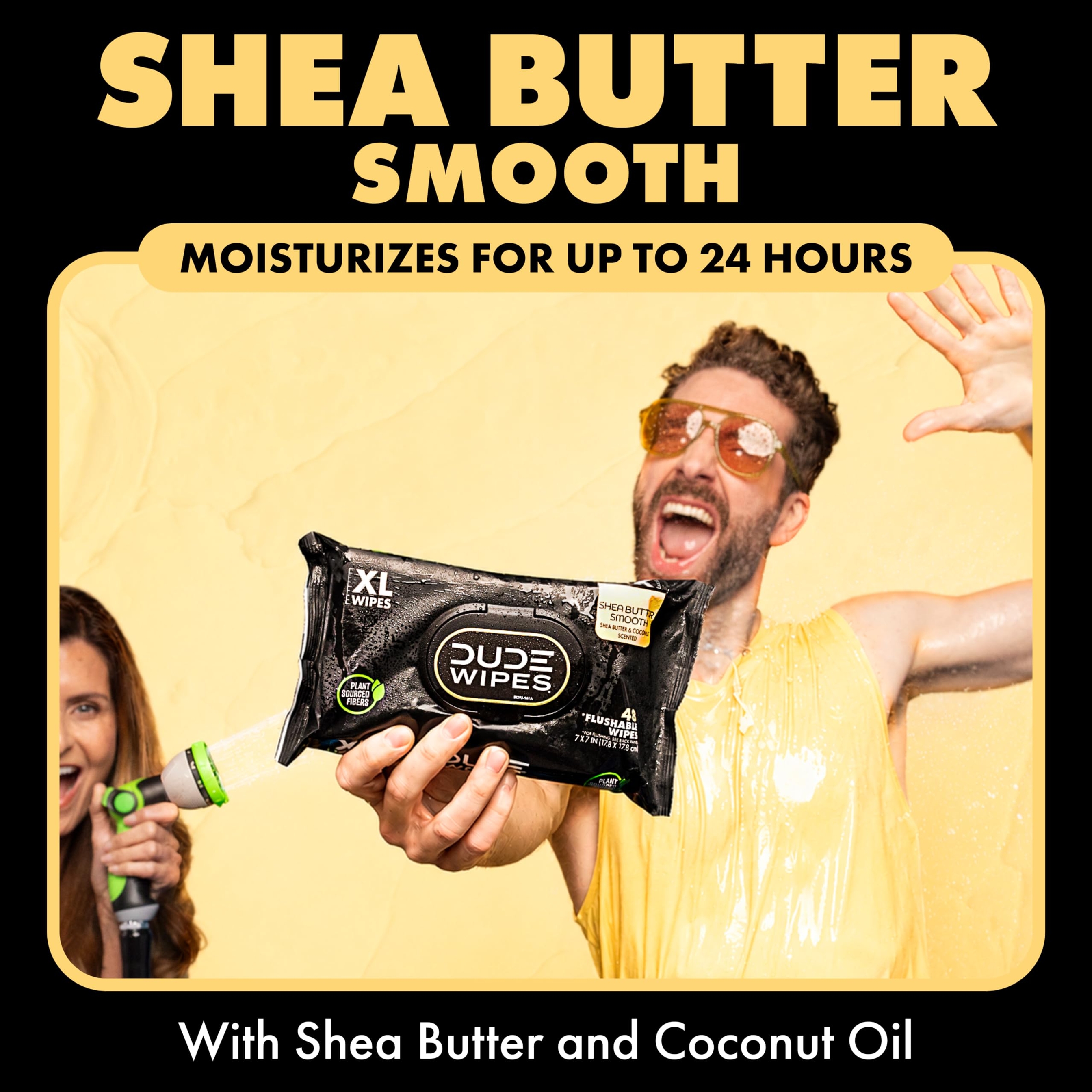 DUDE Wipes Shea BUTTer Flushable Wipes - Extra-Large Adult Wet Wipes - 3 Pack (144 Count) - Infused with Coconut Oil, Vitamin E, and Aloe - Septic and Sewer Safe 34