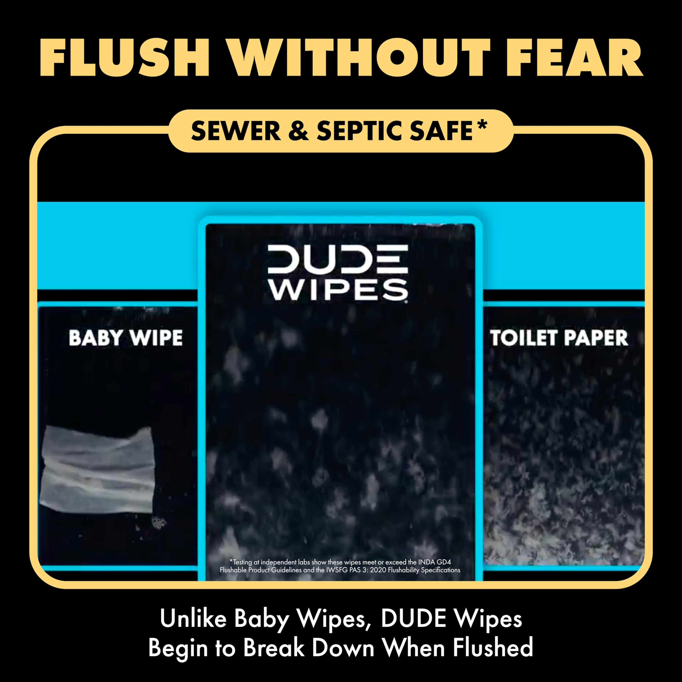 DUDE Wipes Shea BUTTer Flushable Wipes - Extra-Large Adult Wet Wipes - 3 Pack (144 Count) - Infused with Coconut Oil, Vitamin E, and Aloe - Septic and Sewer Safe 36