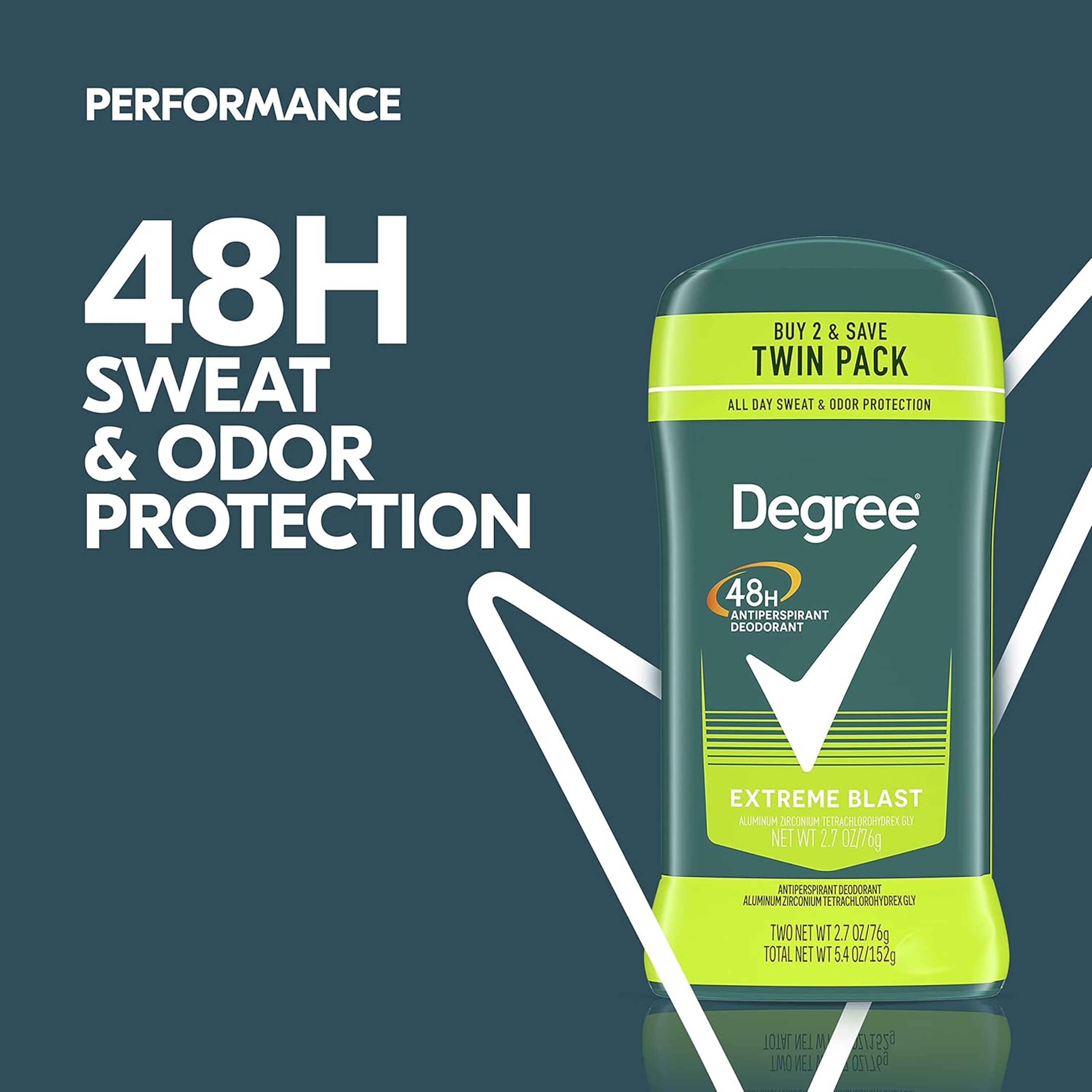 Degree Men Extreme Blast Antiperspirant Deodorant Stick 2.7 oz (Pack of 2) - 48-Hour Sweat & Odor Protection 4