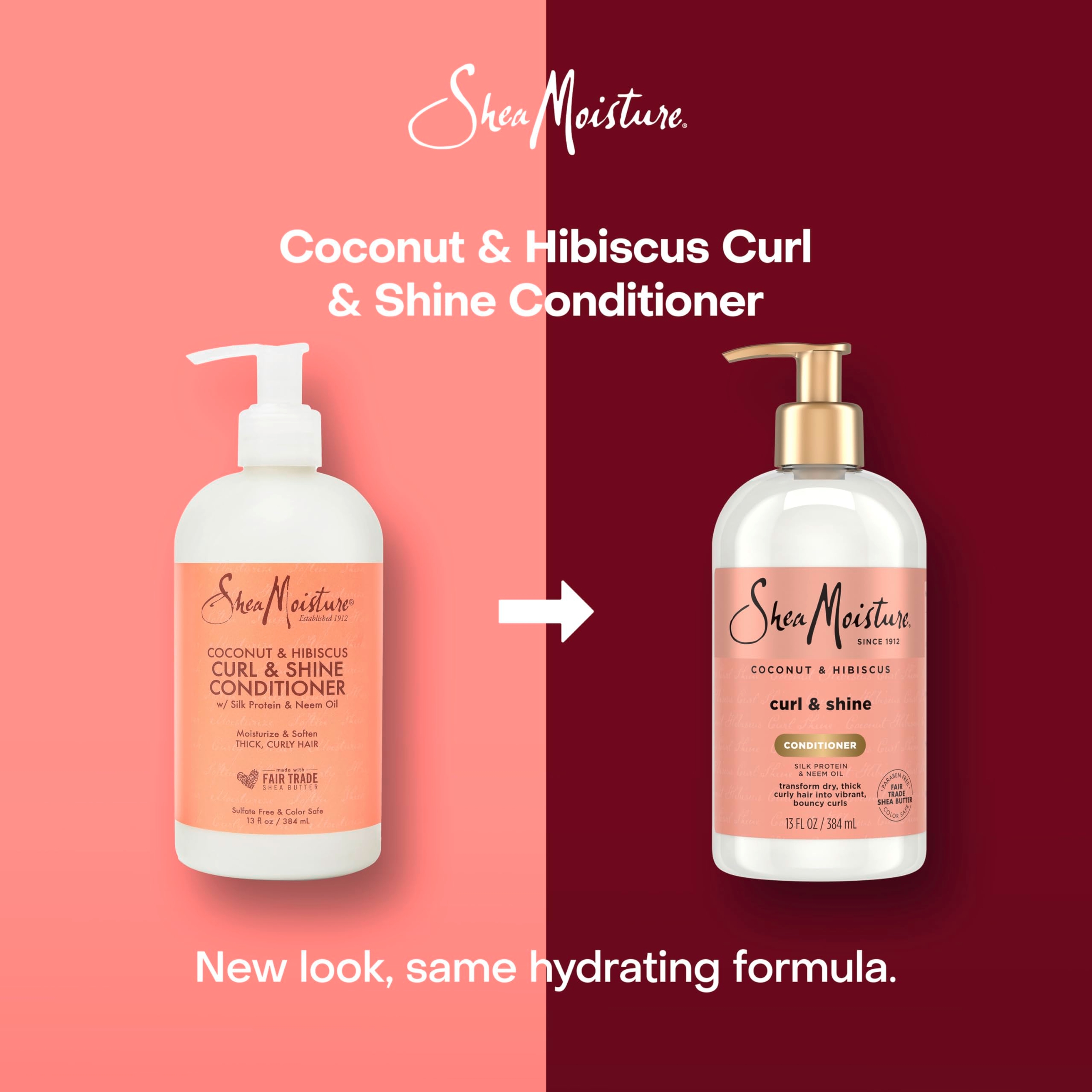 SheaMoisture Curl & Shine Conditioner 13 fl.oz - Coconut & Hibiscus, for Thick & Curly Hair to Moisturize & Soften 2