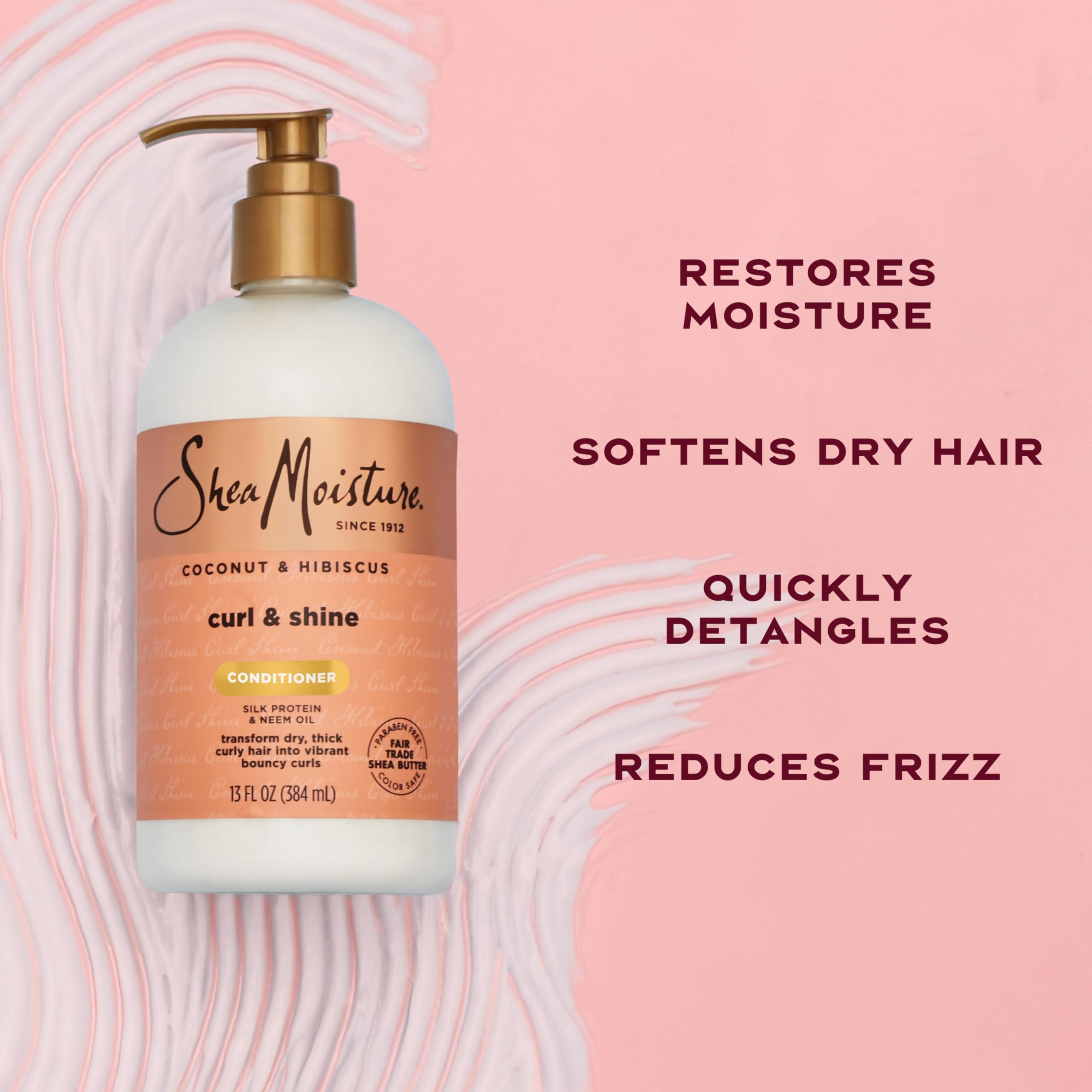 SheaMoisture Curl & Shine Conditioner 13 fl.oz - Coconut & Hibiscus, for Thick & Curly Hair to Moisturize & Soften 3
