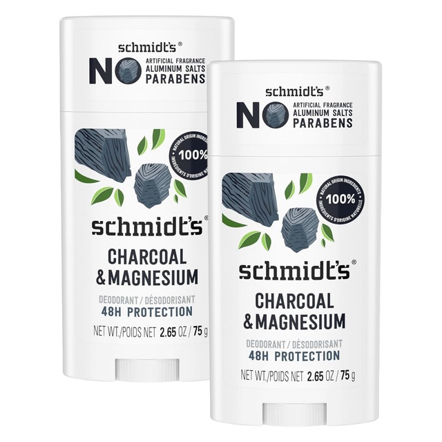 Schmidt's Deodorant Stick, Charcoal & Magnesium, 2.65 oz (Pack of 2) - 48H Odor Protection — Out of stock