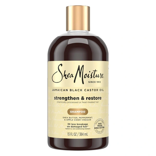 SheaMoisture Strengthen & Restore Shampoo 13 fl.oz - Pure Jamaican Black Castor Oil for Damaged Hair